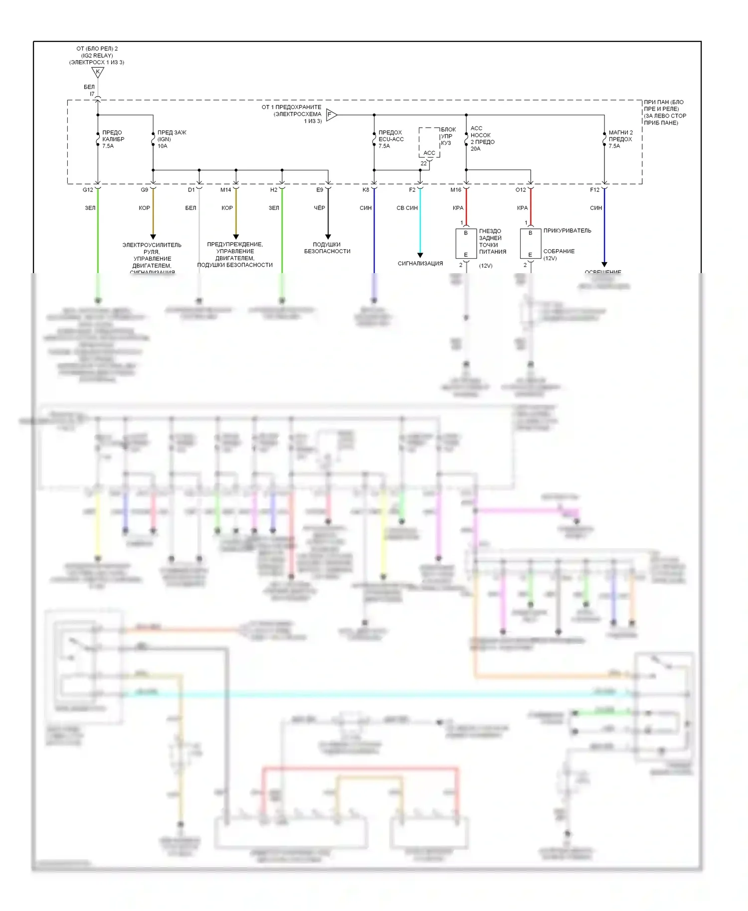 Highlander Toyota II (2007-2010): Электросхема блока предохранителей реле, гибридного (3 из 3) 