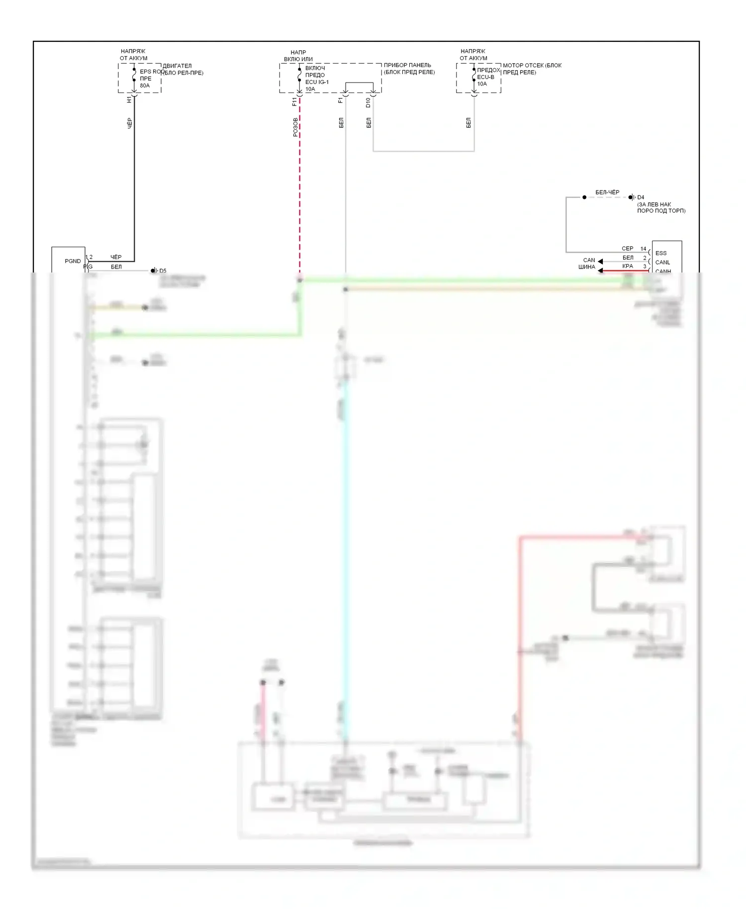 Highlander Toyota II (2007-2010): Электросхема электроусилителя руля, кроме гибридного 