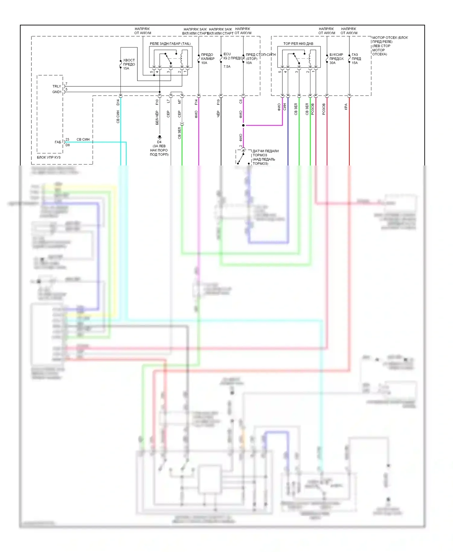 Highlander Toyota II (2007-2010): Электросхема буксировки прицепа, кроме гибридного 