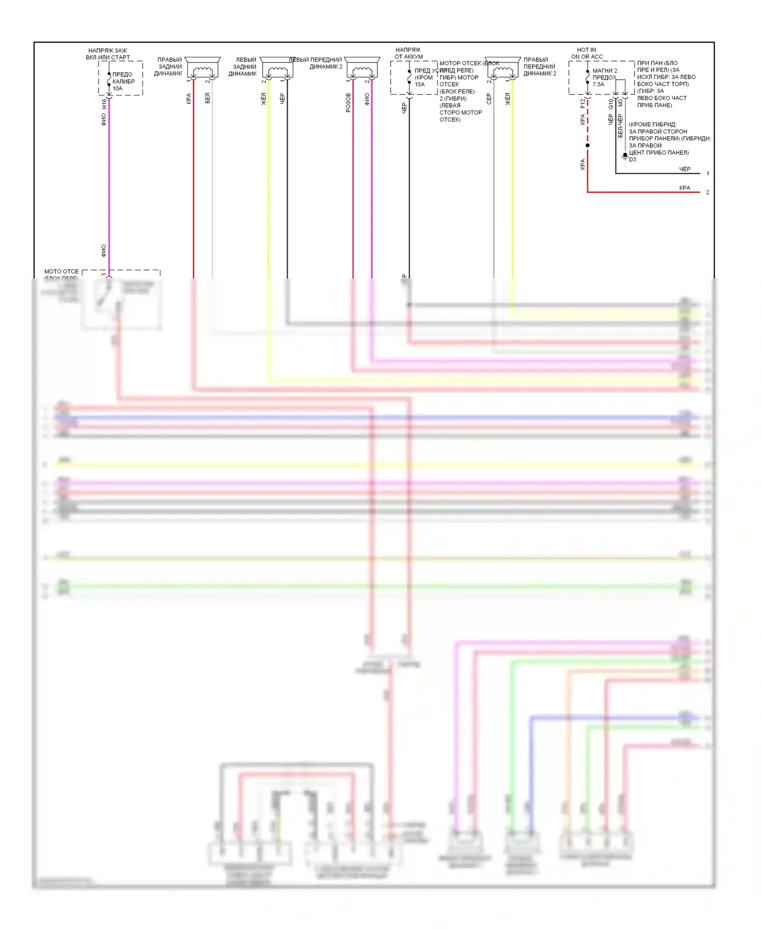 Highlander Toyota II (2007-2010): Электросхема магнитолы, с jbl, без навигации (2 из 3) 