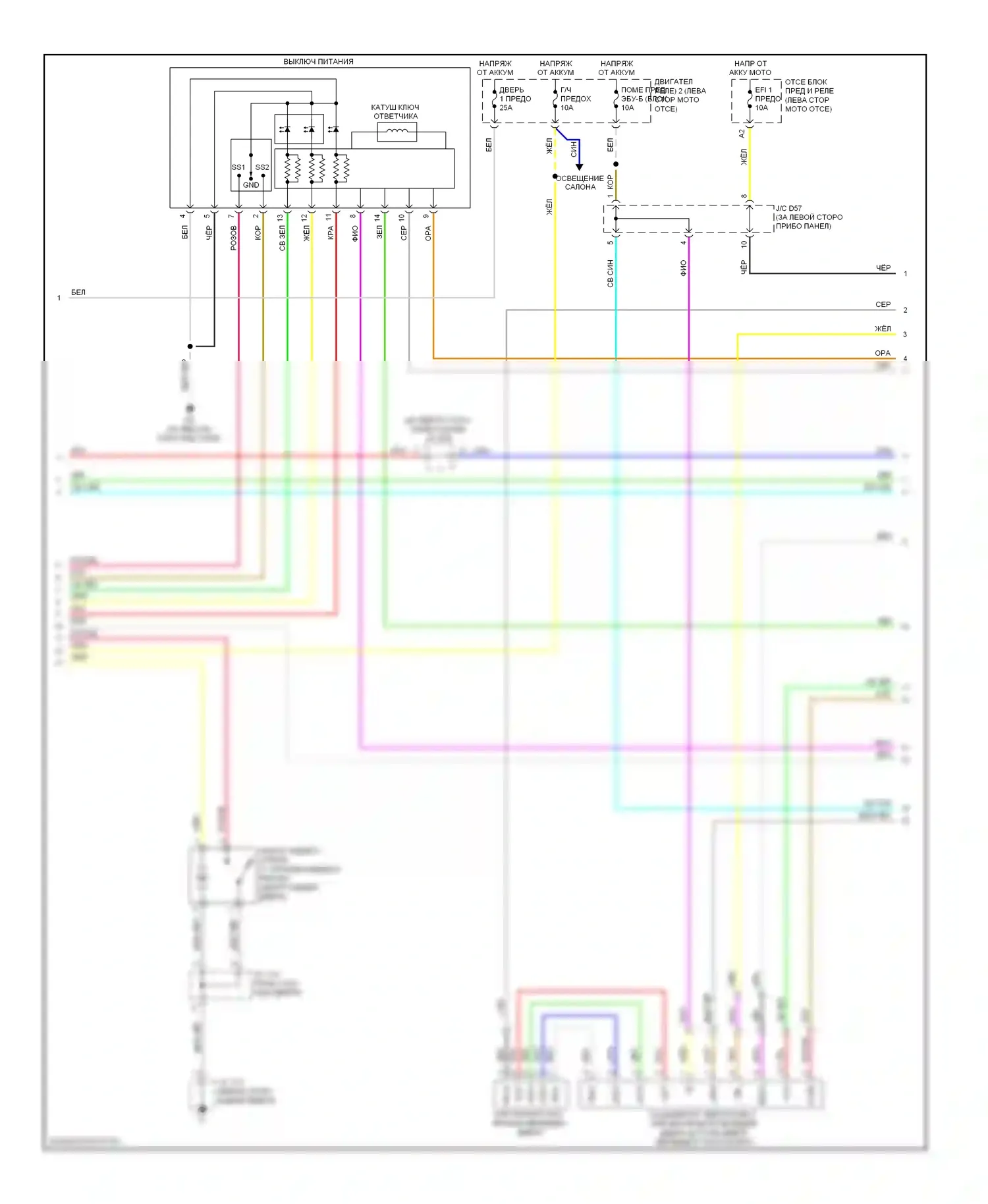 Highlander Toyota II (2007-2010): Электросхема с защитой от взлома, гибрид с системой интеллектуальных ключей (3 из 4) 
