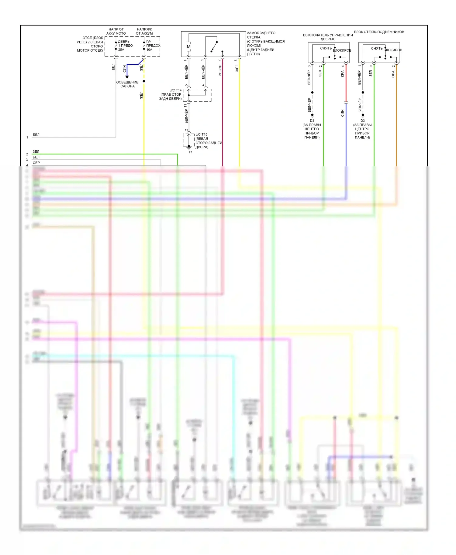 Highlander Toyota II (2007-2010): Электросхема центрального замка, гибрид без системы интеллектуальных ключей (2 из 2) 