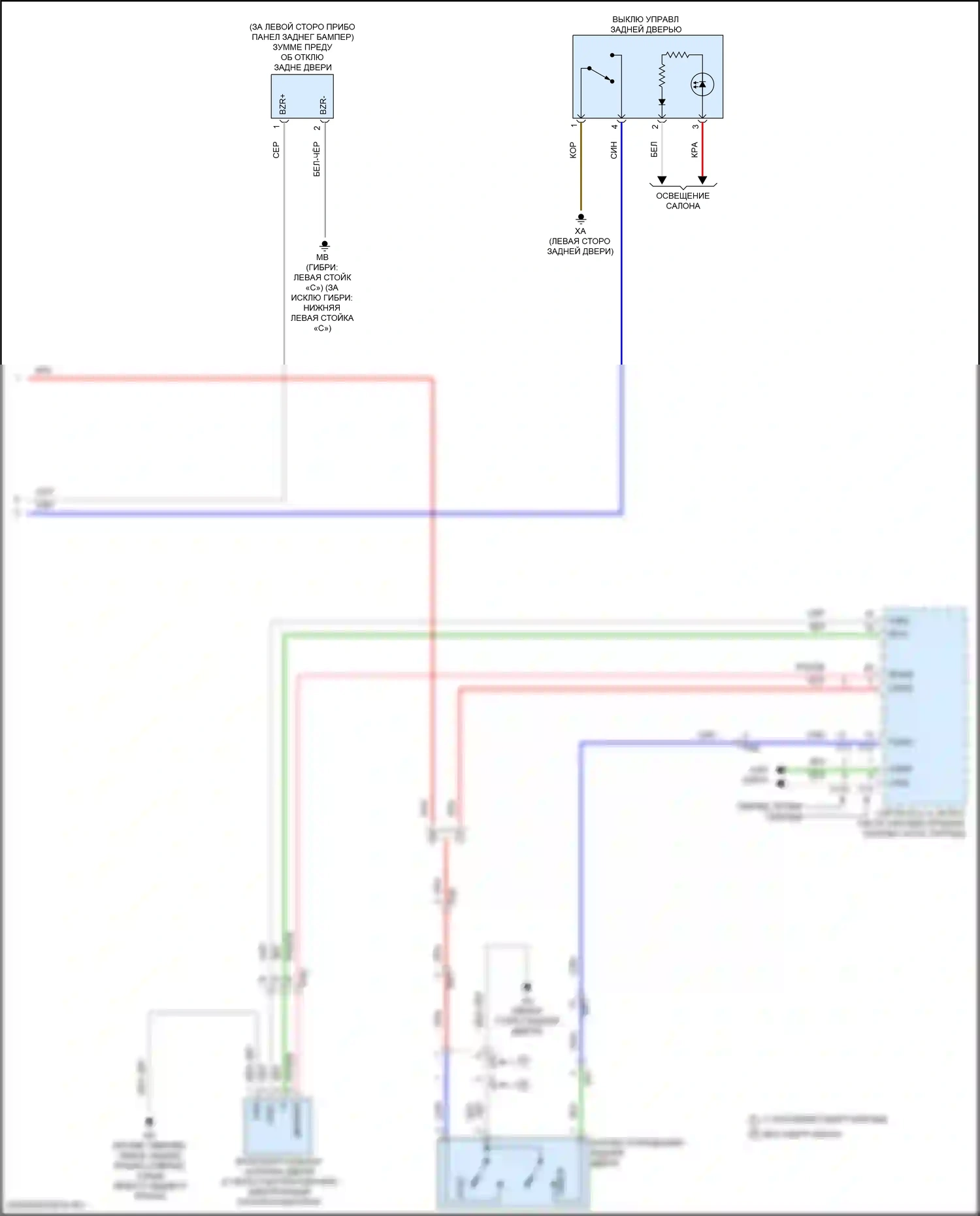 Highlander Toyota III рестайлинг (2016-2019): Электросхема электромеханического открывателя задней двери с задней дверью (3 из 3) 