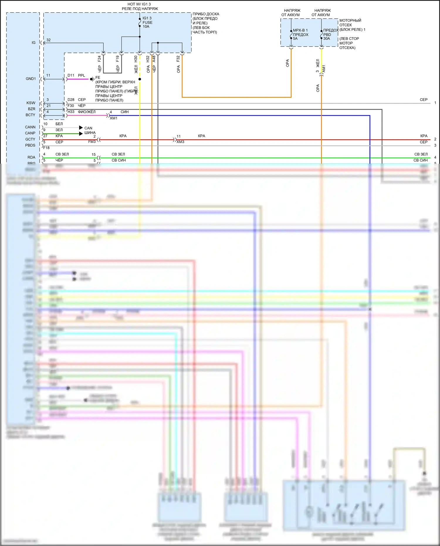 Highlander Toyota III рестайлинг (2016-2019): Электросхема электромеханического замка задней двери с задней дверью (1 из 3) 