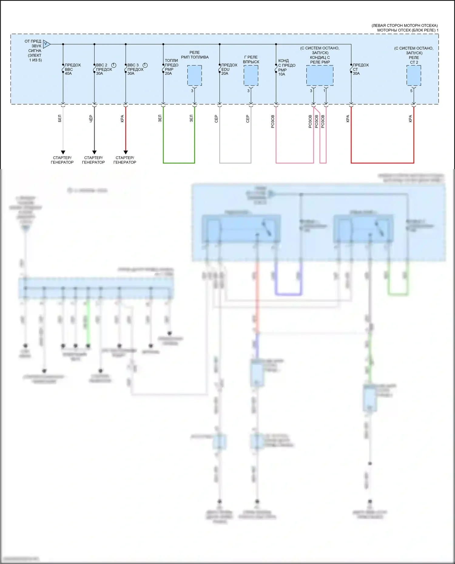 Highlander Toyota III рестайлинг (2016-2019): Электросхема блока предохранителей реле, кроме гибридного (2 из 5) 
