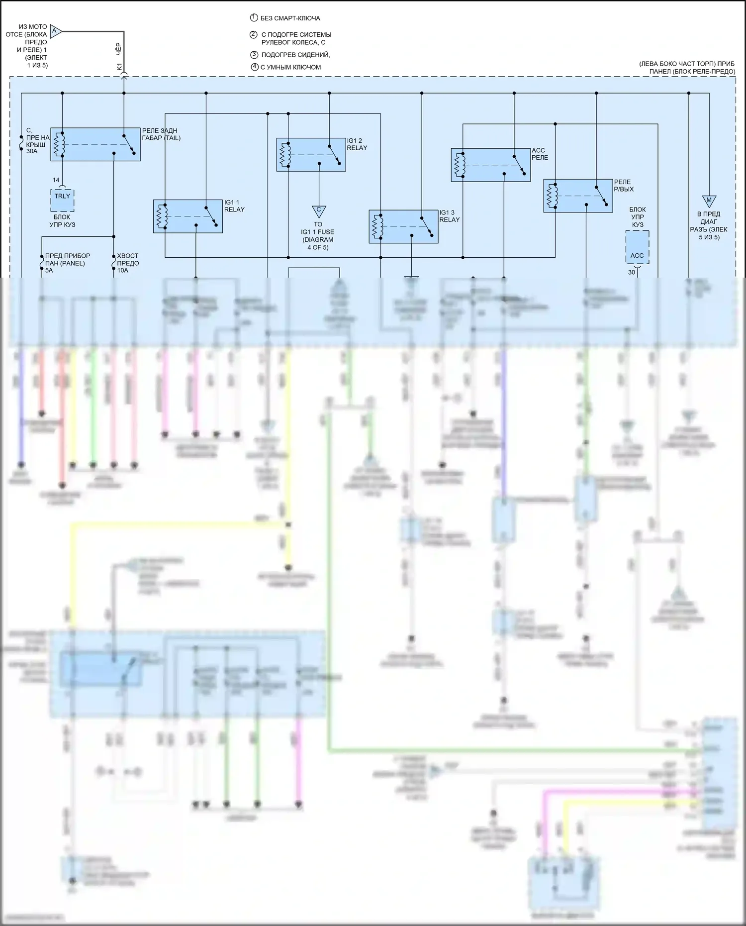 Highlander Toyota III рестайлинг (2016-2019): Электросхема блока предохранителей реле, кроме гибридного (3 из 5) 