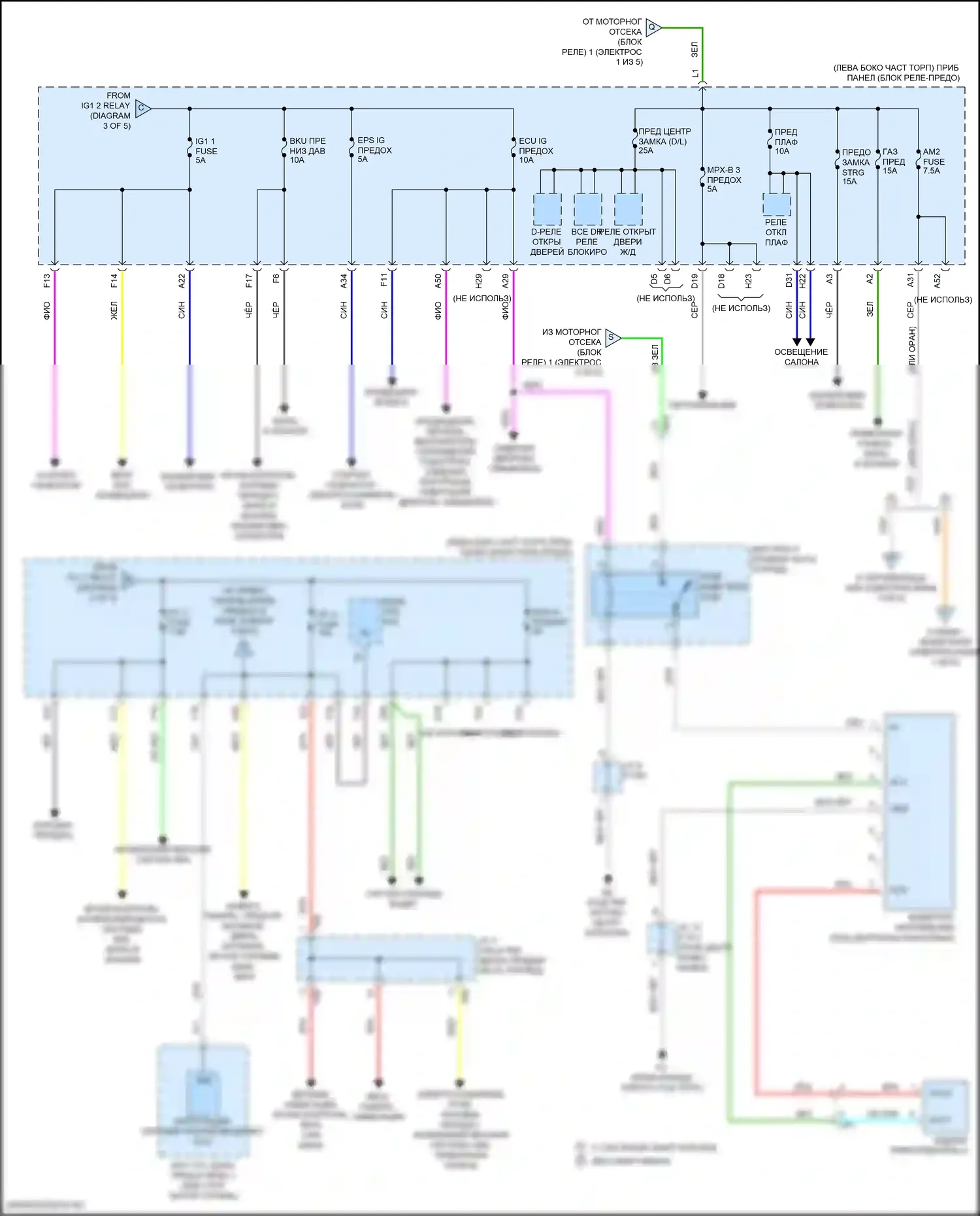Highlander Toyota III рестайлинг (2016-2019): Электросхема блока предохранителей реле, кроме гибридного (4 из 5) 