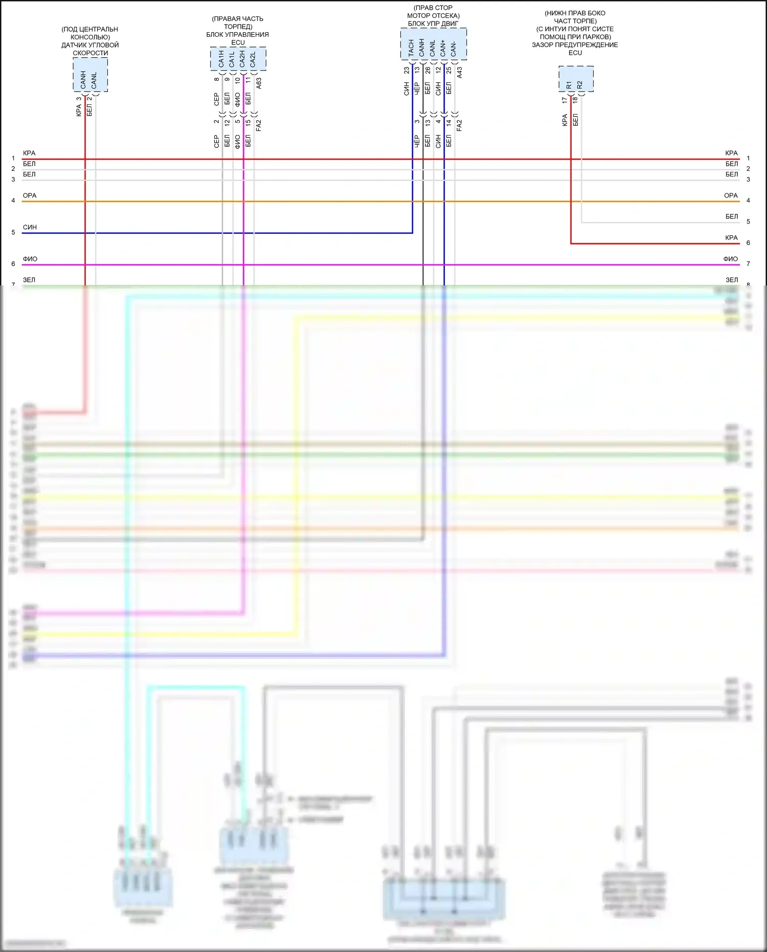Highlander Toyota III рестайлинг (2016-2019): Can шина электросхема, гибридная (2 из 4) 