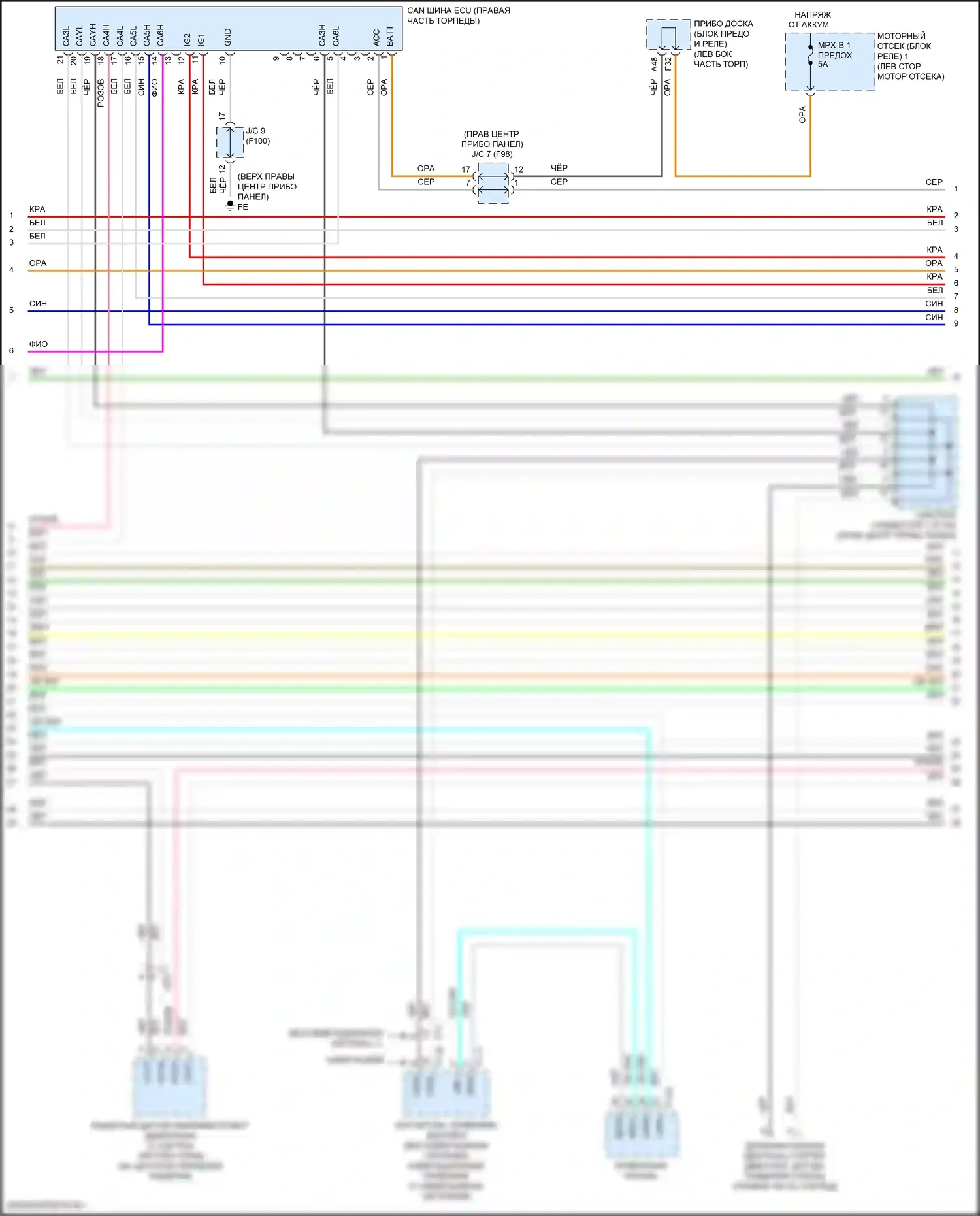 Highlander Toyota III рестайлинг (2016-2019): Can шина электросхема, за исключением гибридной (2 из 4) 