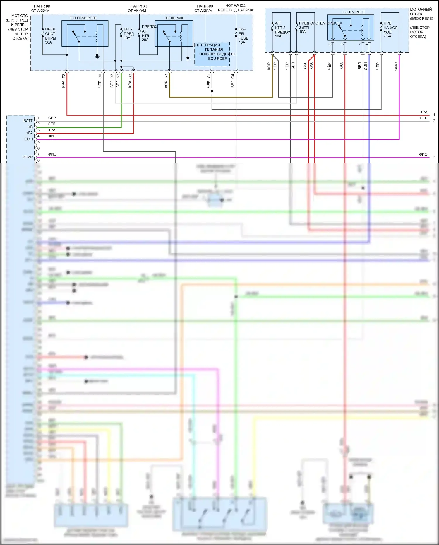 Highlander Toyota III рестайлинг (2016-2019): Электросхема двигателя 2.7л (1 из 5) 