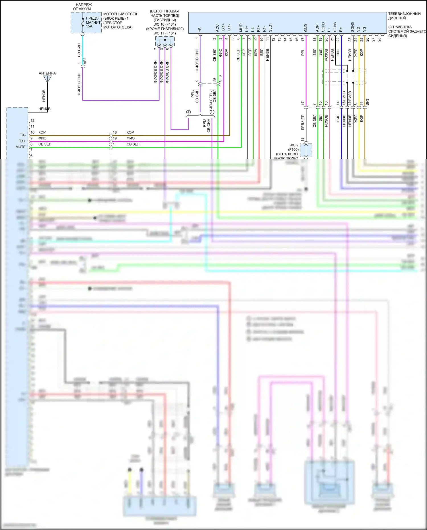 Highlander Toyota III рестайлинг (2016-2019): Электросхема 6-акустической системы, без навигации (1 из 4) 