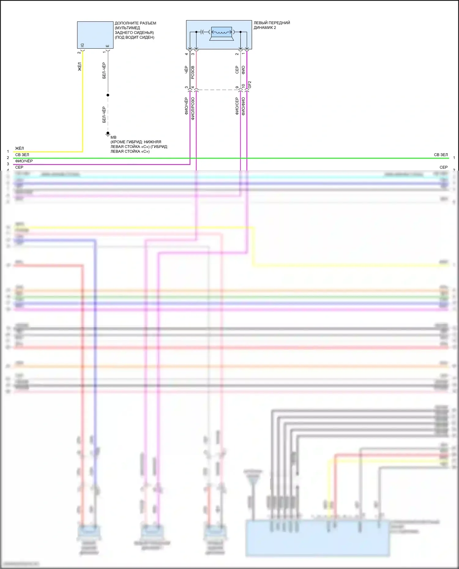 Highlander Toyota III рестайлинг (2016-2019): Электросхема системы с 6 динамиками, с навигацией (2 из 5) 