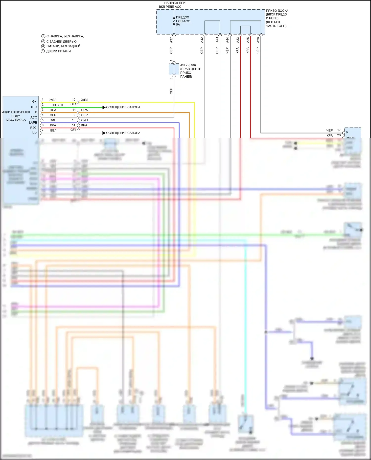 Highlander Toyota III рестайлинг (2016-2019): Электросхема приборной панели, гибридная (4 из 4) 