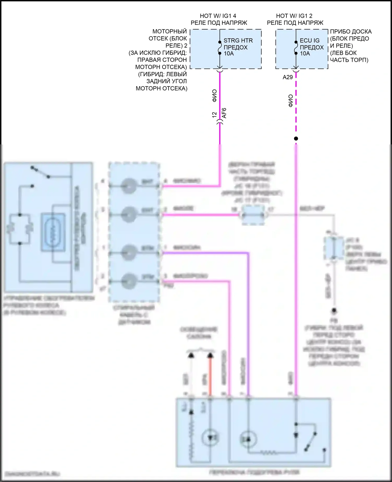 Highlander Toyota III рестайлинг (2016-2019): Электросхема рулевого колеса с подогревом 