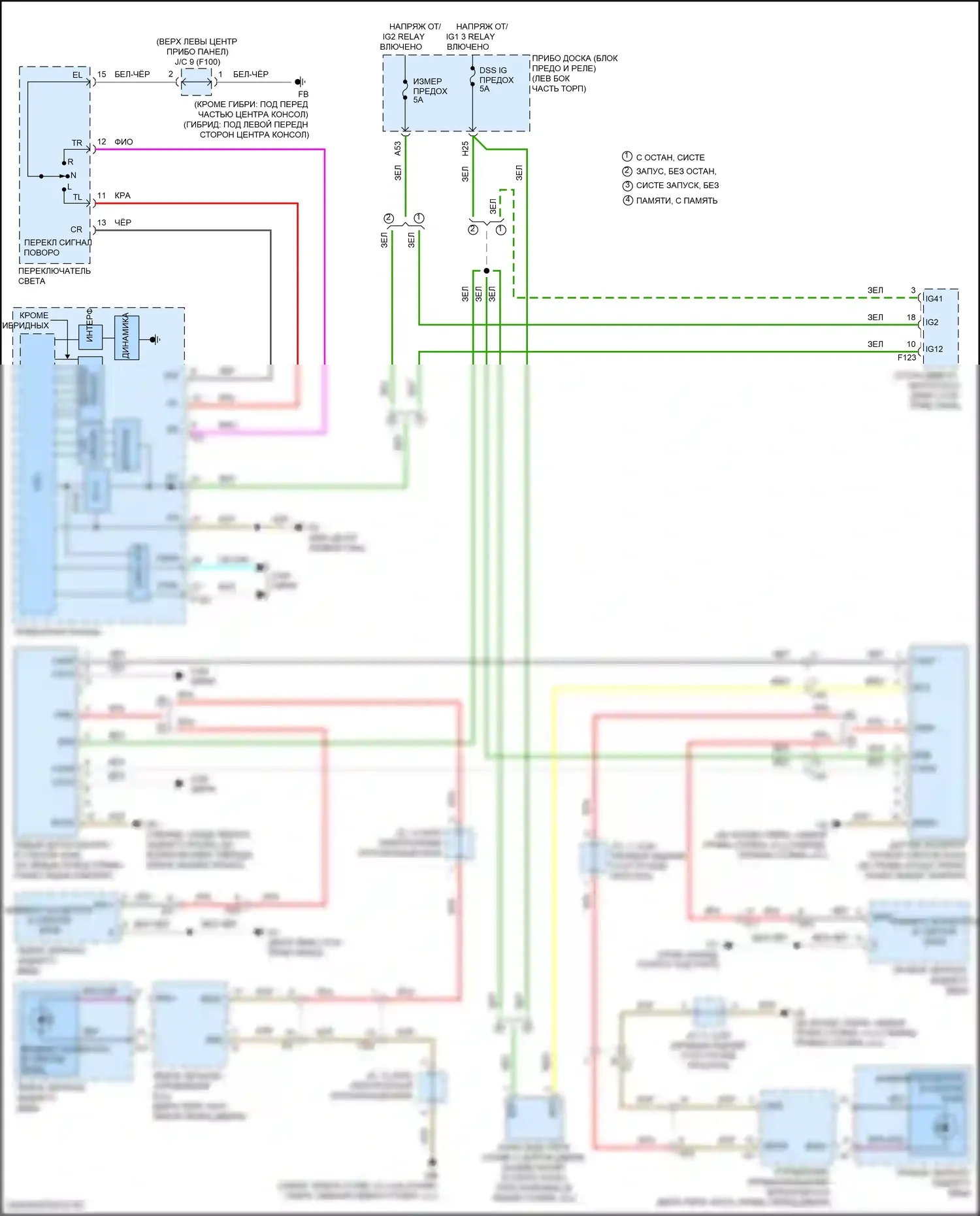 Highlander Toyota III рестайлинг (2016-2019): Электросхема мониторинга в слепой зоне 