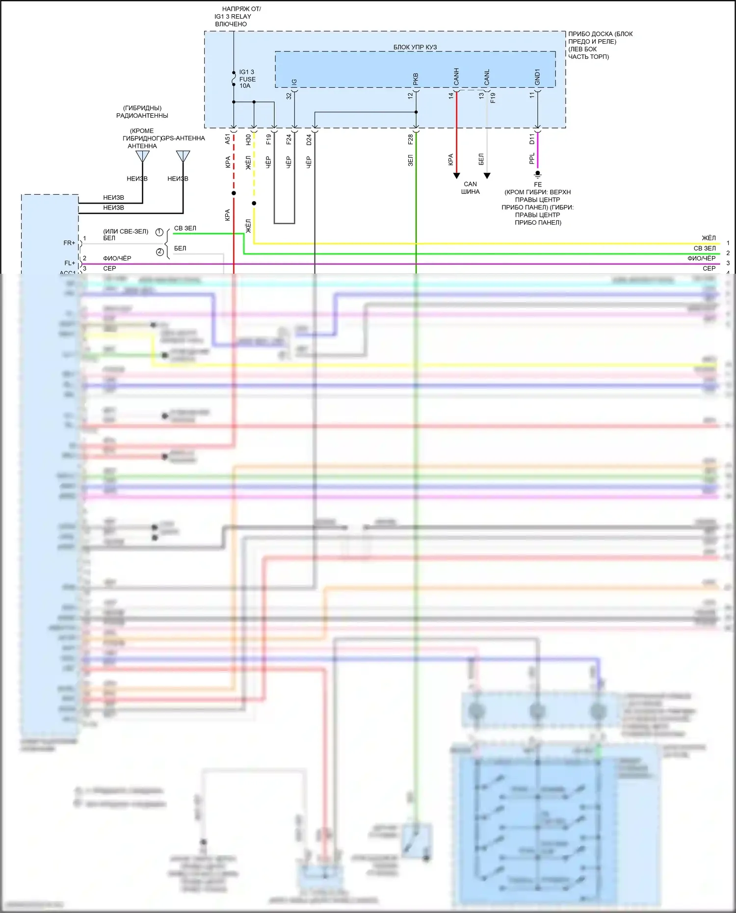 Highlander Toyota III рестайлинг (2016-2019): Электросхема навигации, 6 динамиков (1 из 5) 