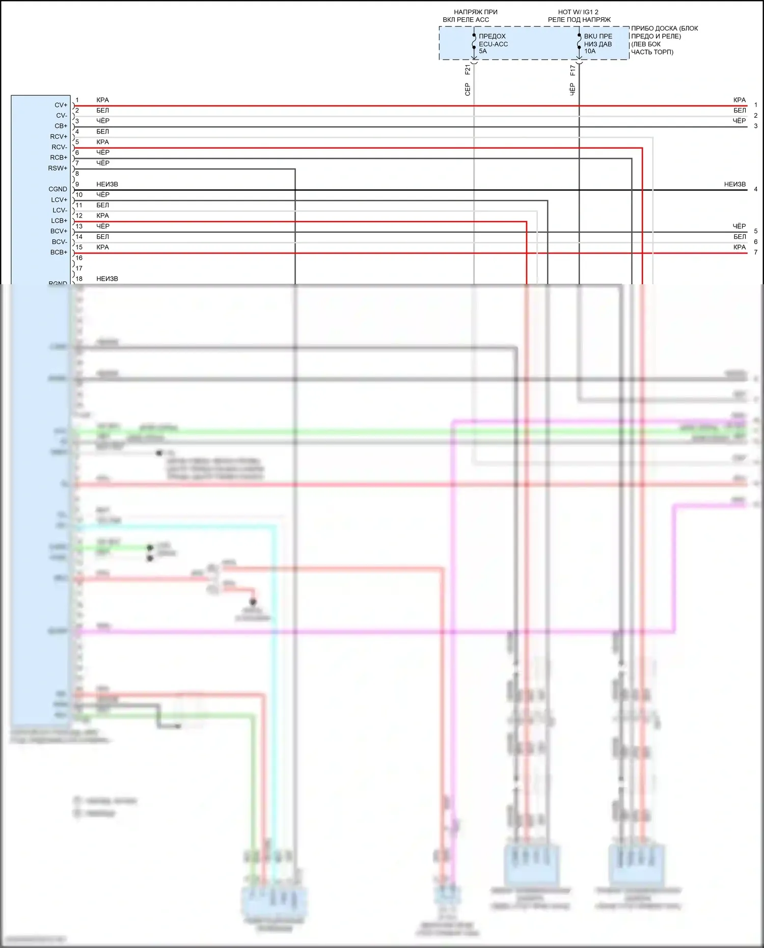 Highlander Toyota III рестайлинг (2016-2019): Электросхема парктроника, с панорамным видом (1 из 2) 
