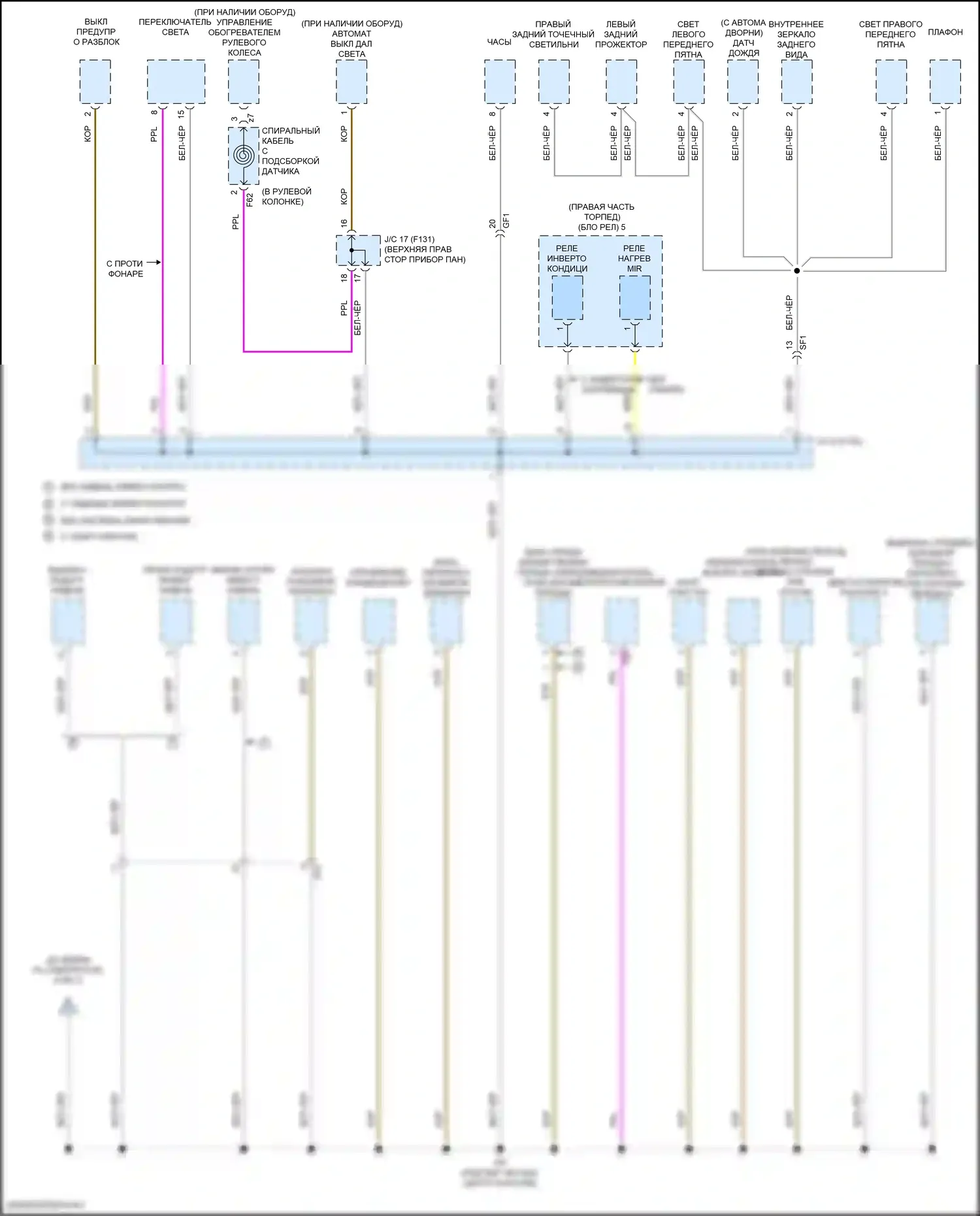 Highlander Toyota III рестайлинг (2016-2019): Электросхема разводки массы, за исключением гибридной (5 из 7) 