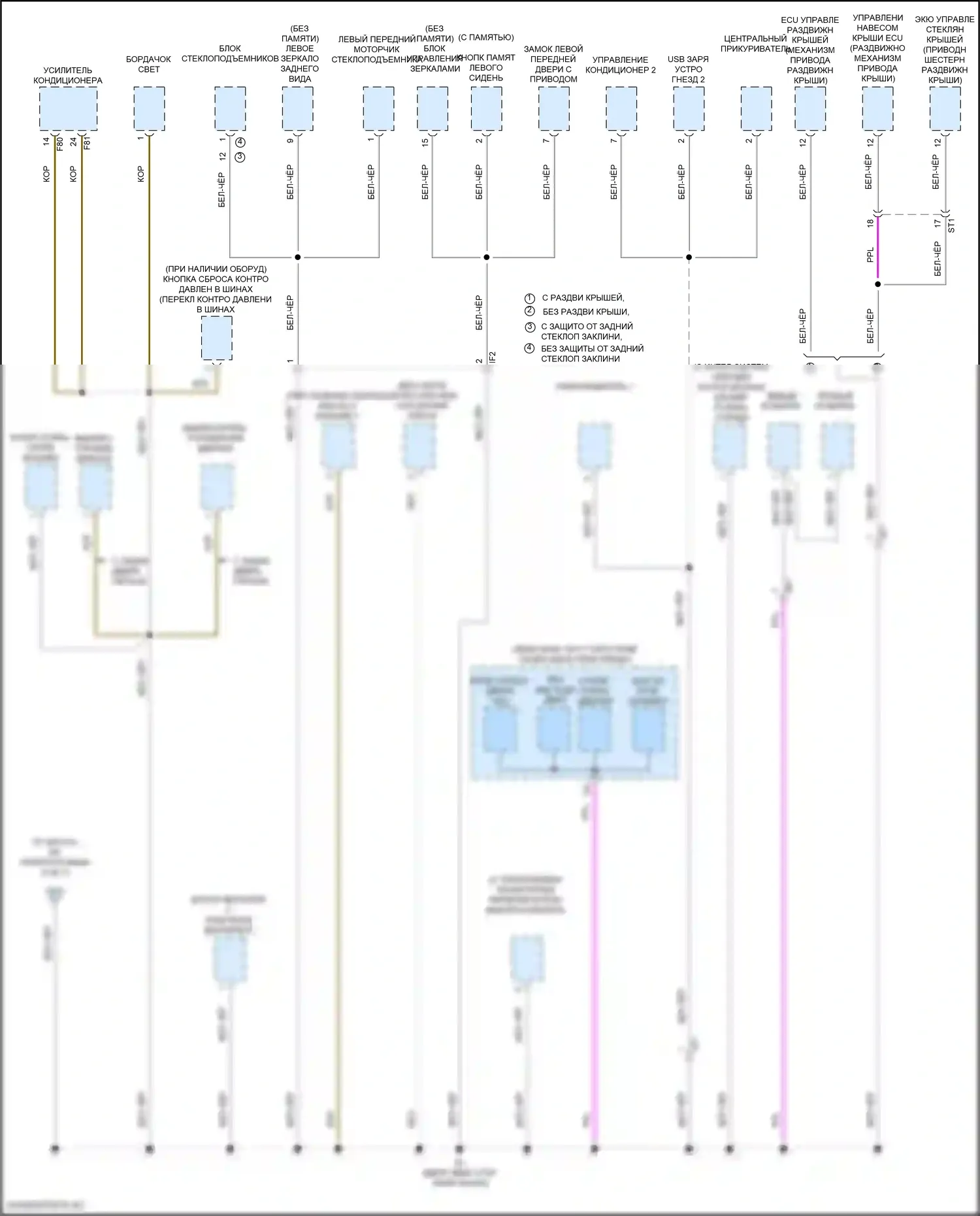 Highlander Toyota III рестайлинг (2016-2019): Электросхема разводки массы, за исключением гибридной (6 из 7) 