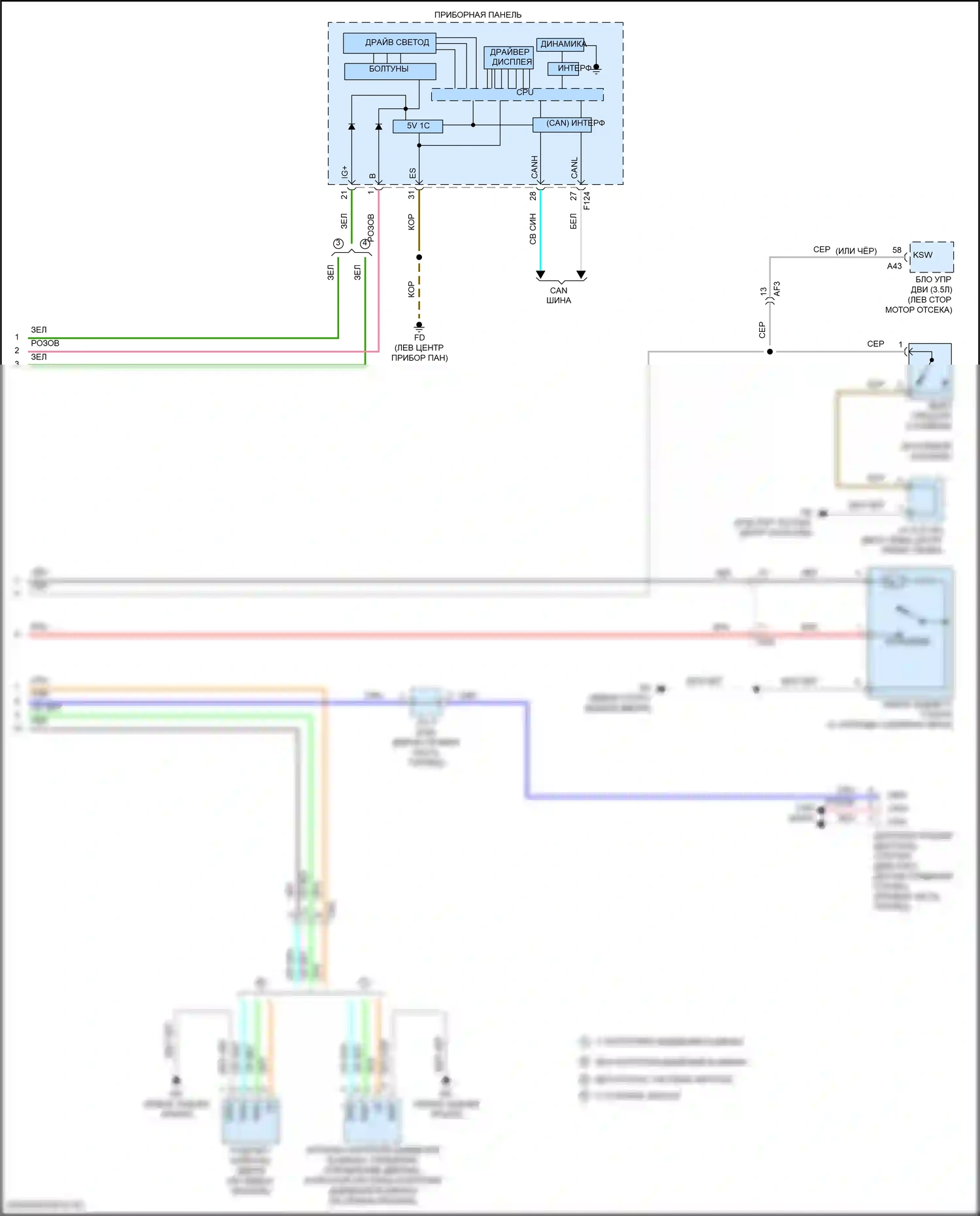 Highlander Toyota III рестайлинг (2016-2019): Электросхема центрального замка, за исключением гибридного без системы интеллектуальных ключей (4 из 4) 