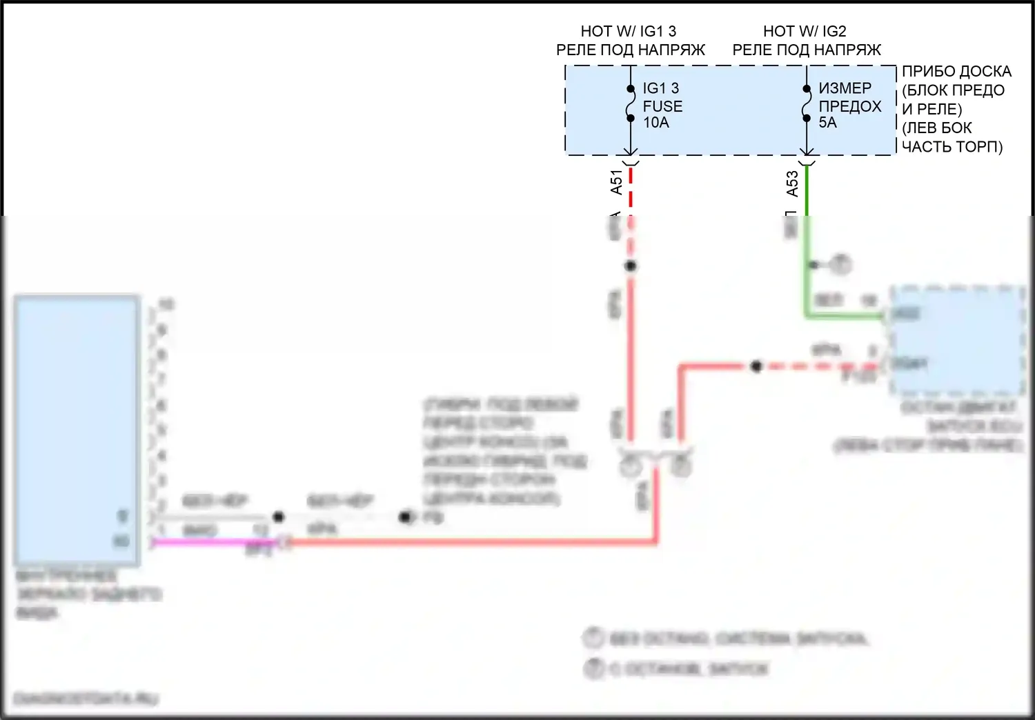 Highlander Toyota III рестайлинг (2016-2019): Электросхема электрохромного зеркала 