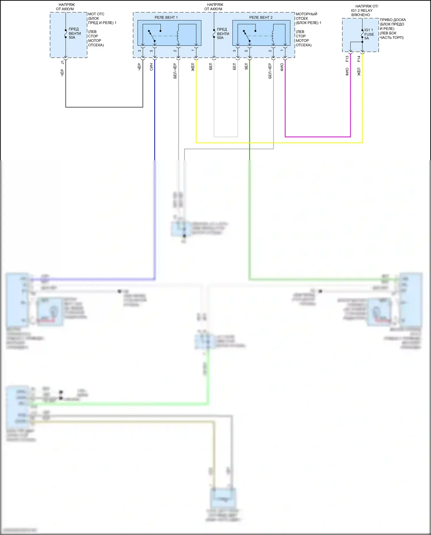 Highlander Toyota III рестайлинг (2016-2019): Электросхема вентилятора охлаждения, гибрид 