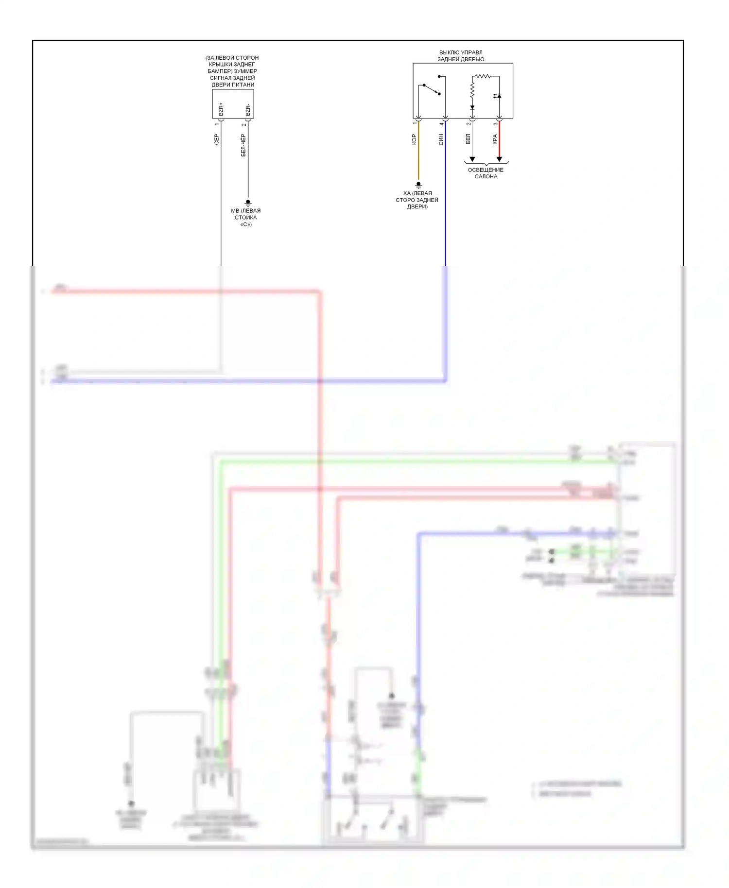 Highlander Toyota III (2013-2016): Электросхема электромеханического открывателя задней двери с задней дверью (3 из 3) 