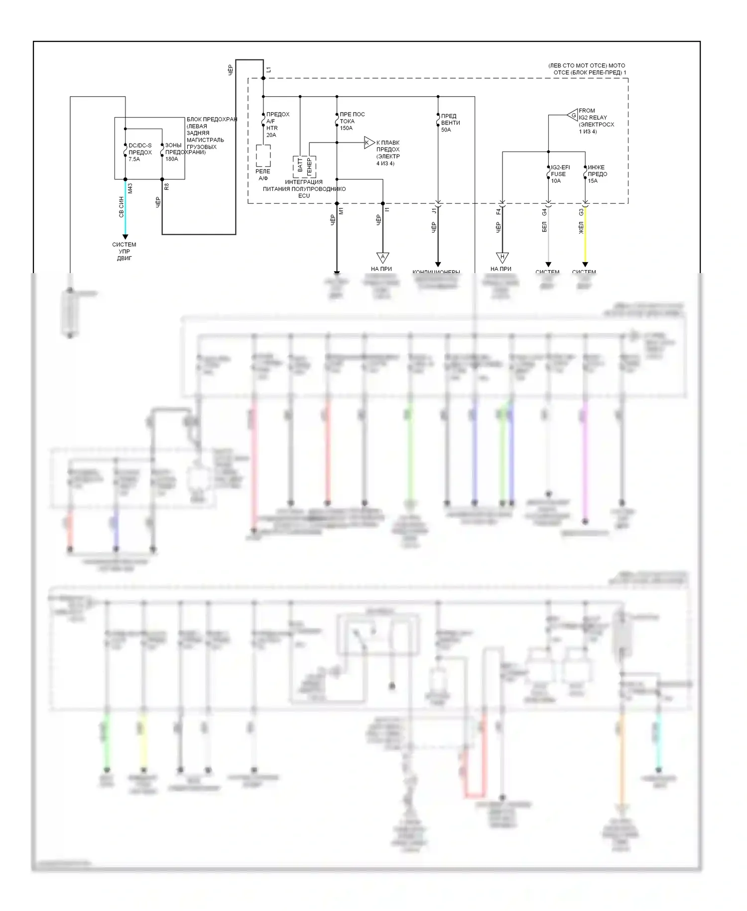 Highlander Toyota III (2013-2016): Электросхема блока предохранителей реле, гибридного (1 из 4) 