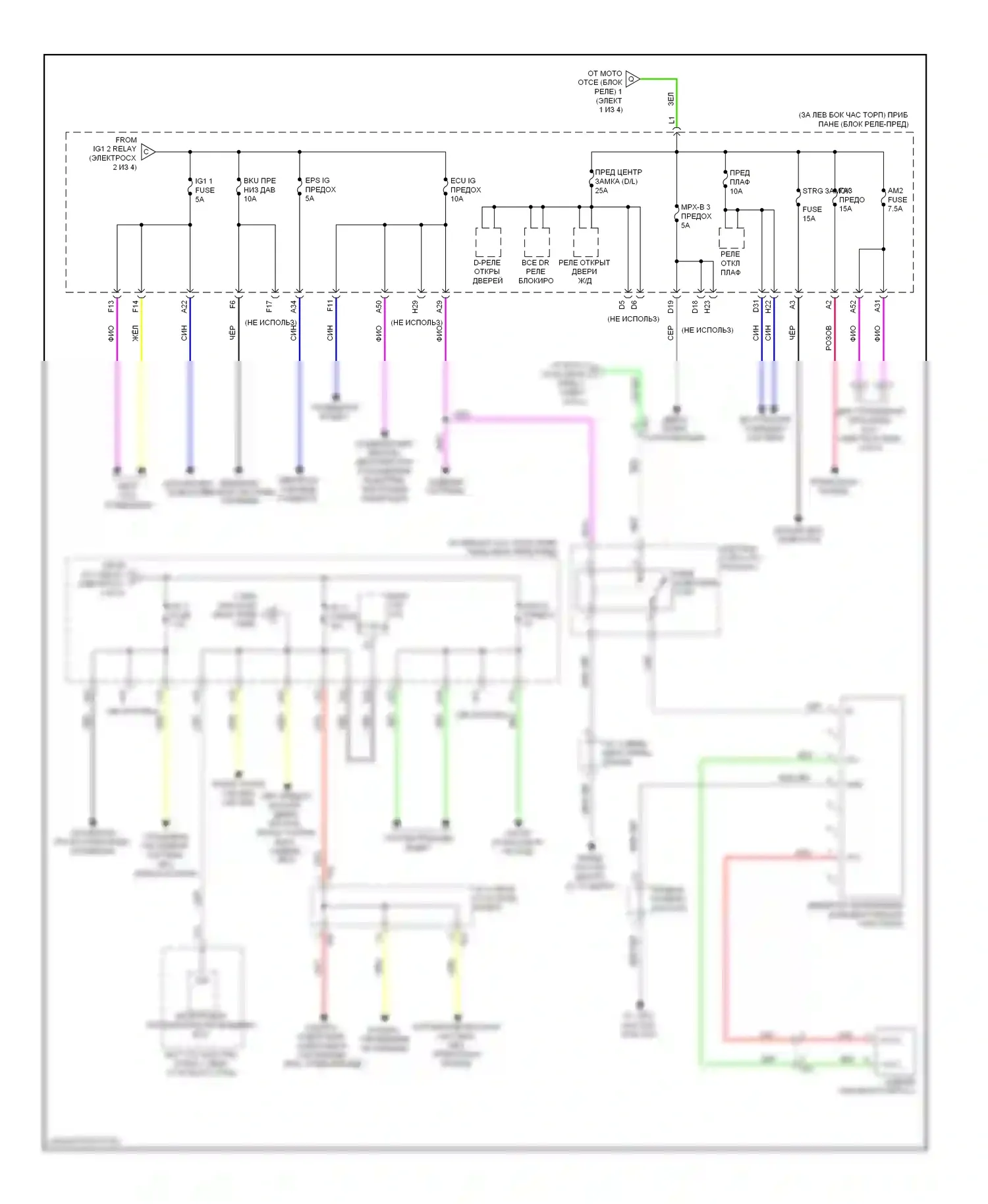 Highlander Toyota III (2013-2016): Электросхема блока предохранителей реле, гибридного (3 из 4) 