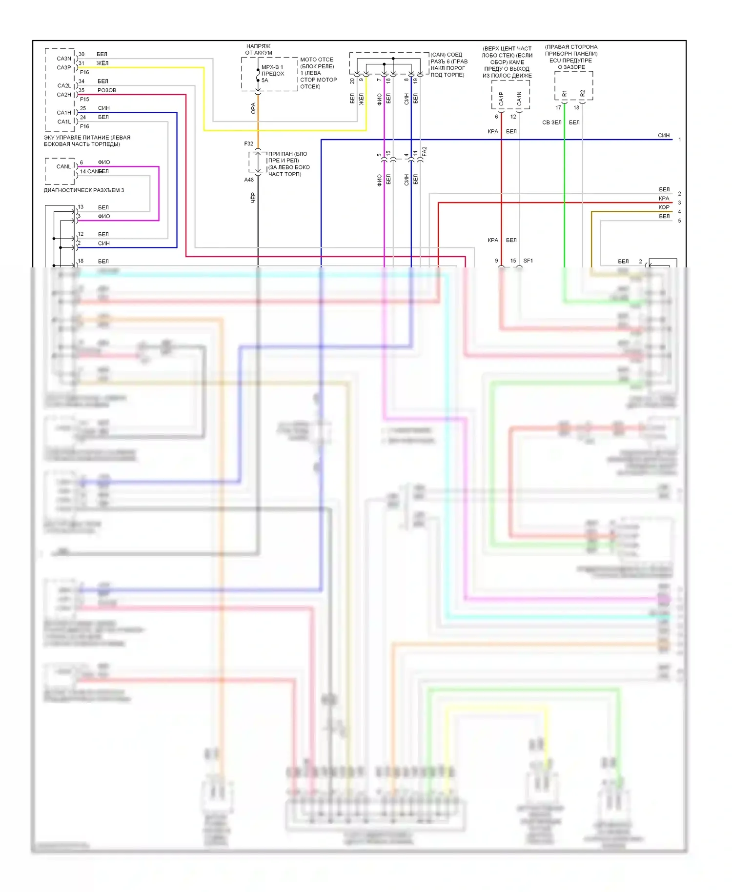 Highlander Toyota III (2013-2016): Электросхема эбу кузова, гибрид (2 из 3) 