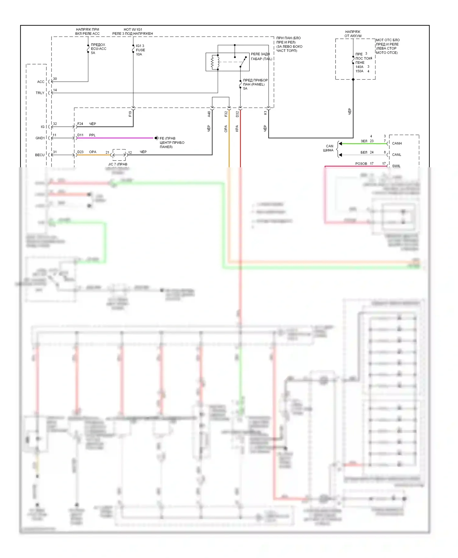 Highlander Toyota III (2013-2016): Электросхема подсветки приборной панели (1 из 3) 