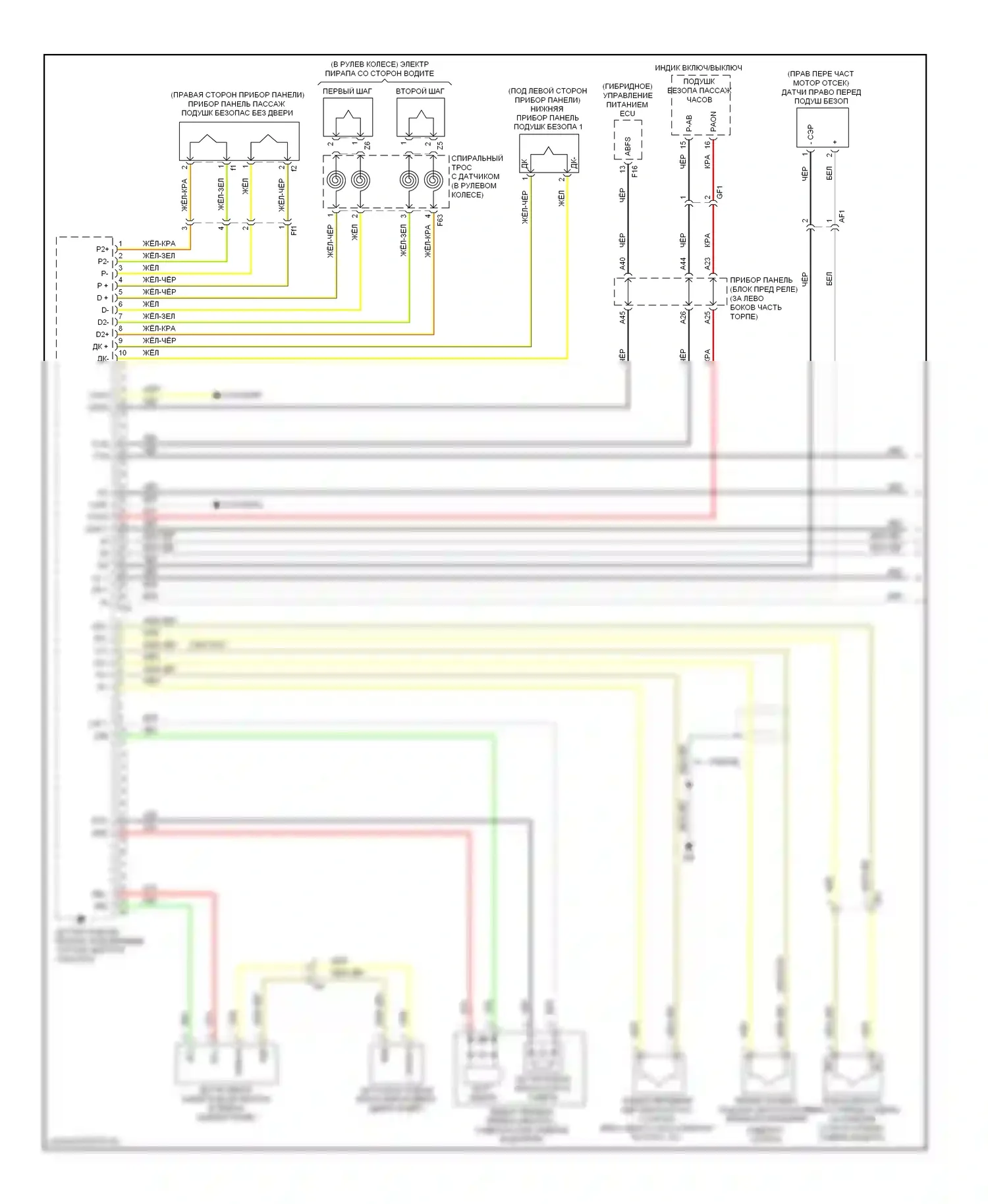 Highlander Toyota III (2013-2016): Электросхема подушек безопасности (1 из 3) 
