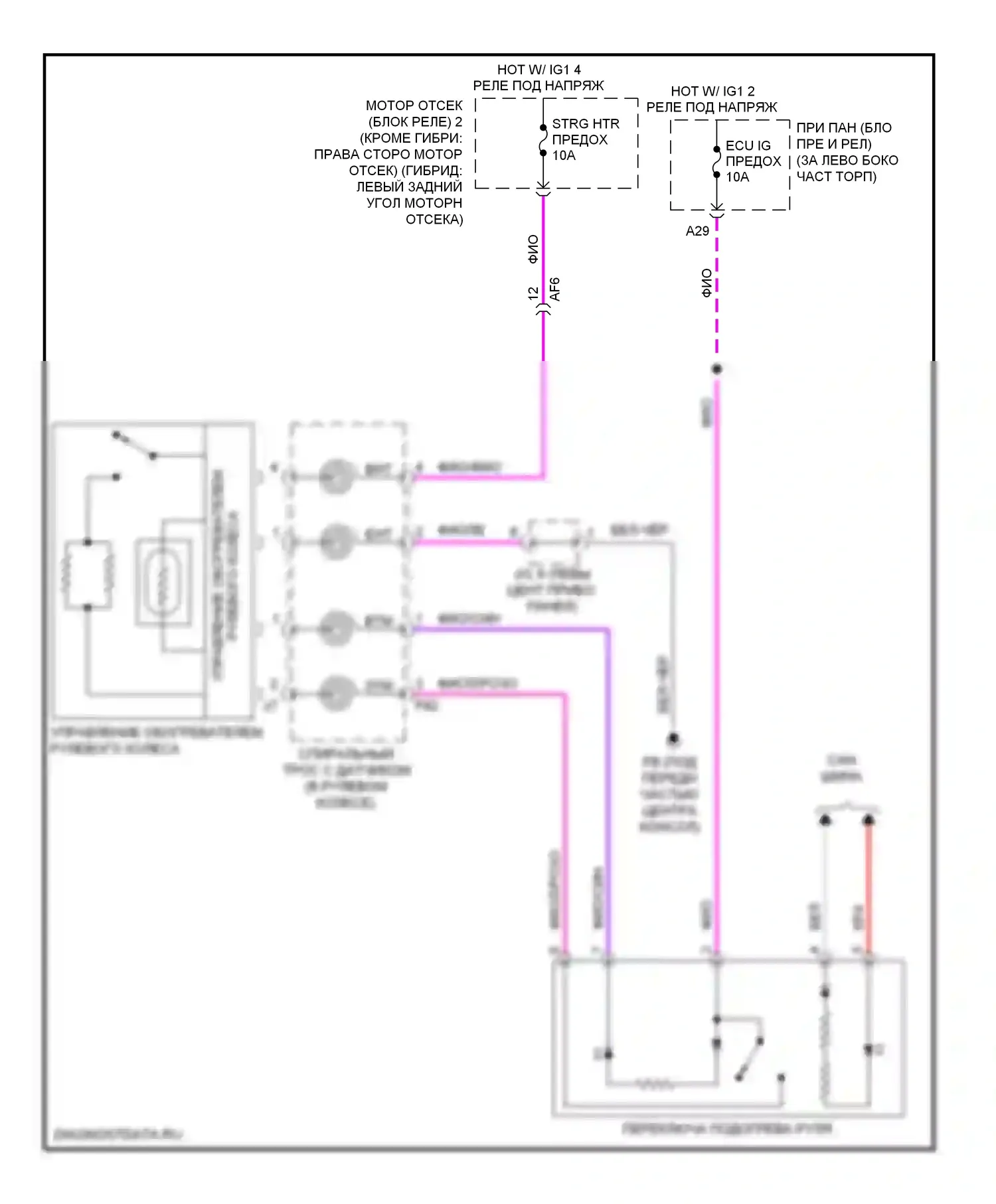 Highlander Toyota III (2013-2016): Электросхема рулевого колеса с подогревом 