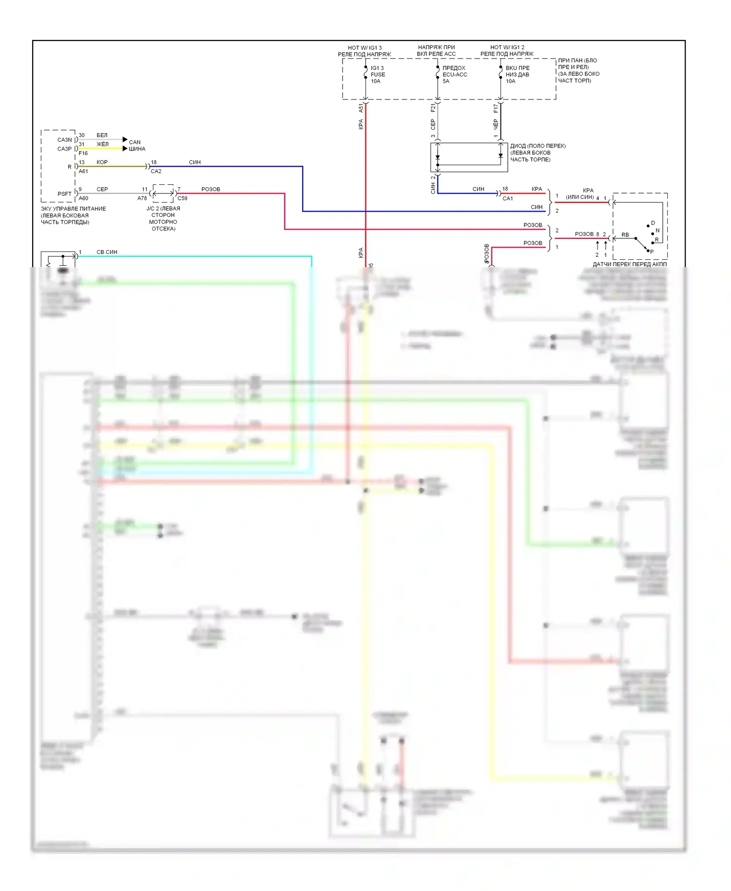 Highlander Toyota III (2013-2016): Электросхема парктроника 