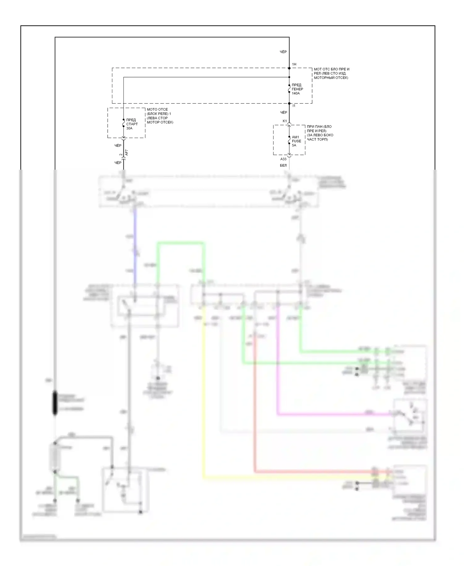 Highlander Toyota III (2013-2016): Электросхема стартера, без смарт-ключа 
