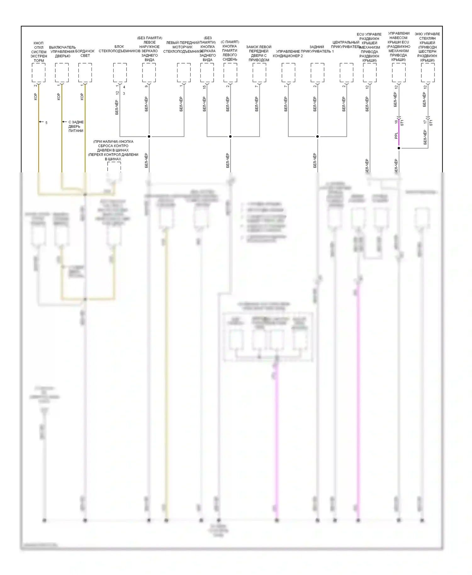 Highlander Toyota III (2013-2016): Электросхема разводки массы, за исключением гибридной (6 из 6) 
