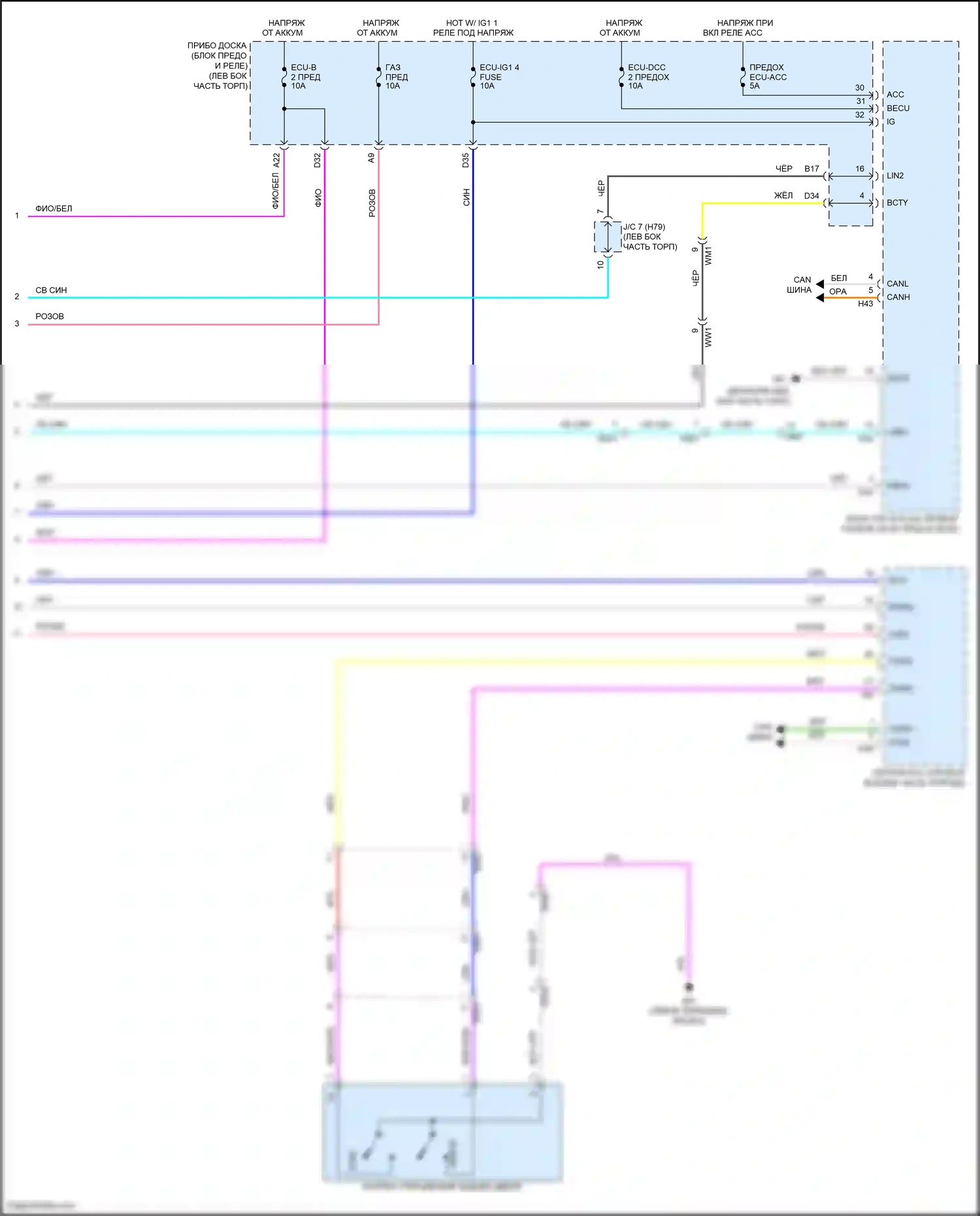 Highlander Toyota IV (2019-2024): Электросхема электромеханического открывателя задней двери с задней дверью (3 из 3) 