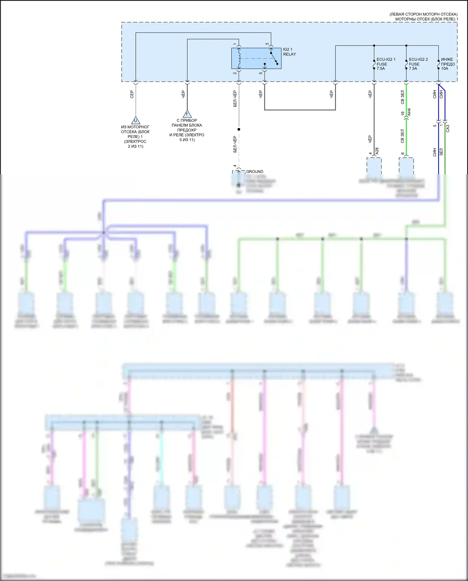 Highlander Toyota IV (2019-2024): Электросхема блока предохранителей реле, кроме гибридного (11 из 11) 