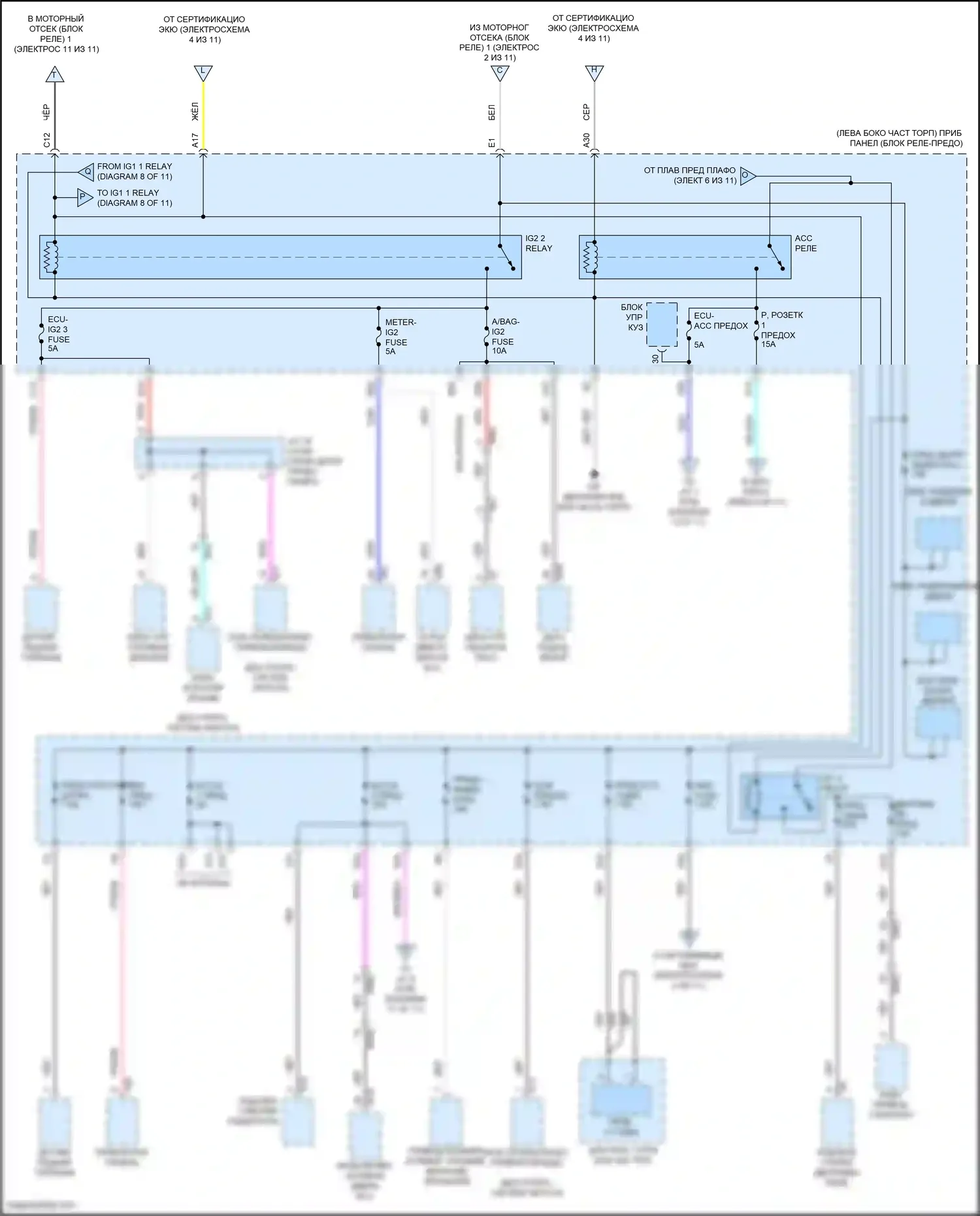 Highlander Toyota IV (2019-2024): Электросхема блока предохранителей реле, кроме гибридного (5 из 11) 