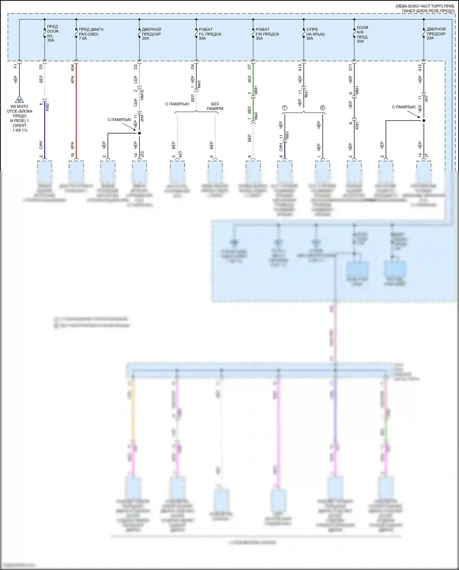 Highlander Toyota IV (2019-2024): Электросхема блока предохранителей реле, кроме гибридного (6 из 11) 