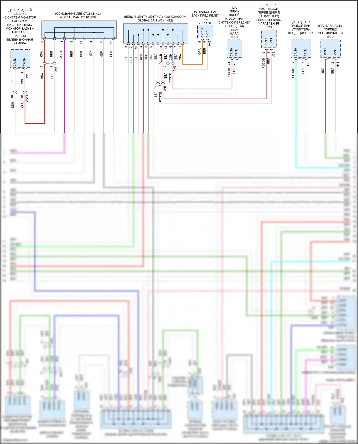 Highlander Toyota IV (2019-2024): Can шина электросхема, гибридная (2 из 3) 