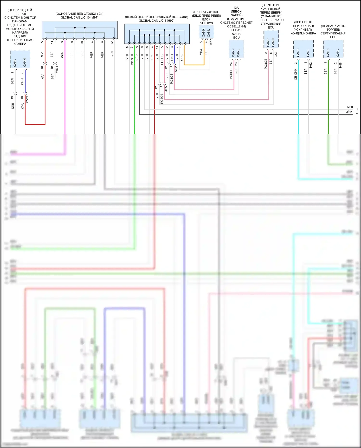 Highlander Toyota IV (2019-2024): Can шина электросхема, за исключением гибридной (2 из 3) 