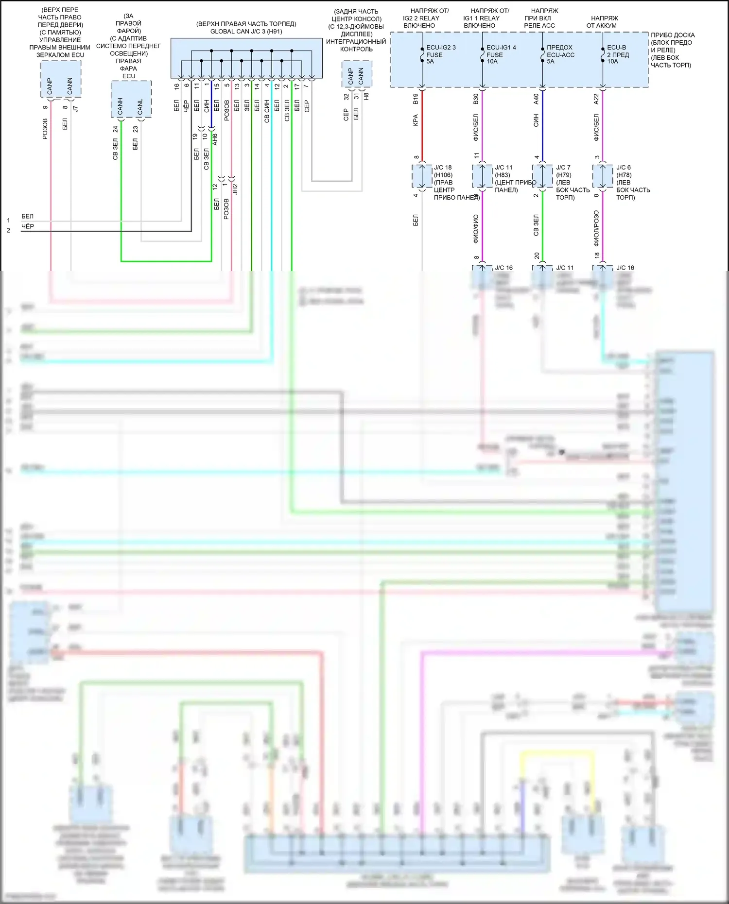 Highlander Toyota IV (2019-2024): Can шина электросхема, за исключением гибридной (3 из 3) 