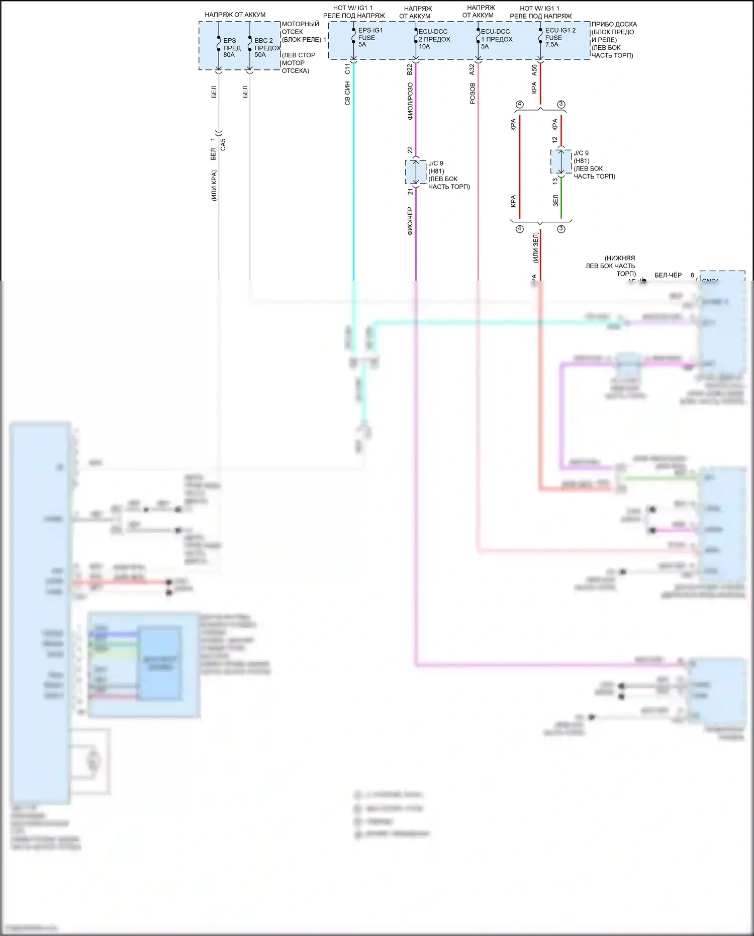 Highlander Toyota IV (2019-2024): Электросхема электроусилителя руля 