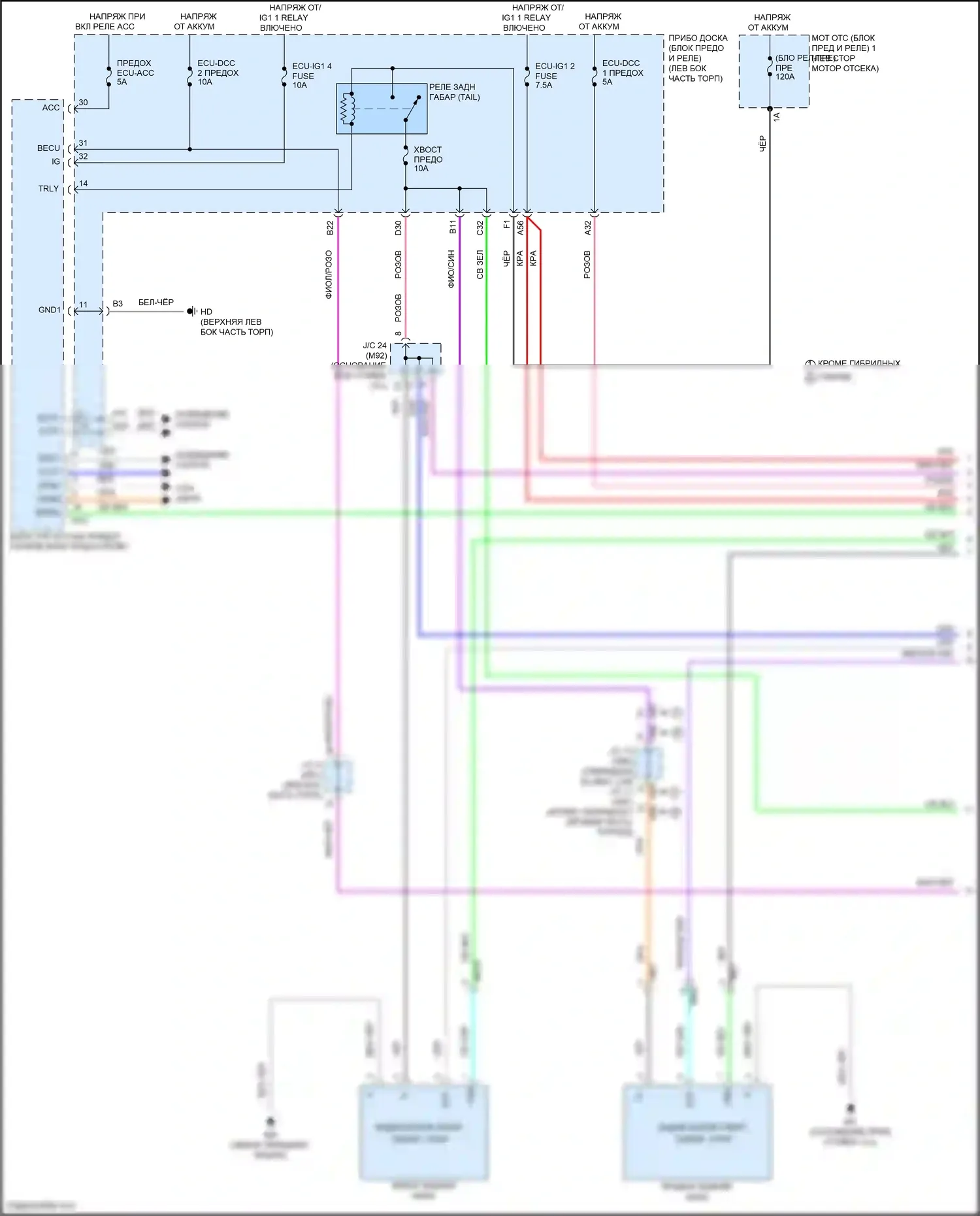 Highlander Toyota IV (2019-2024): Электросхема фар и фонарей (1 из 5) 