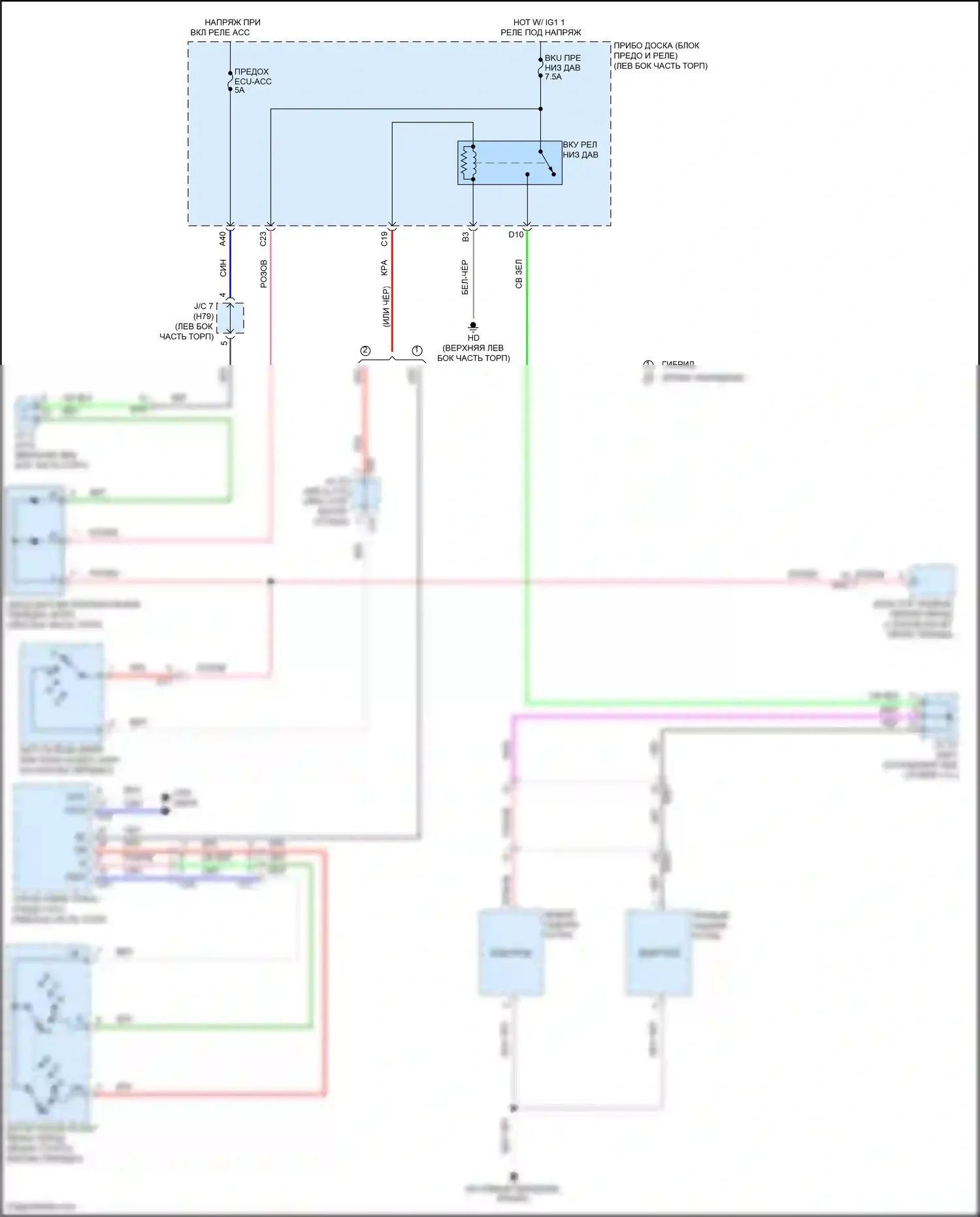 Highlander Toyota IV (2019-2024): Электросхема фонарей заднего хода 