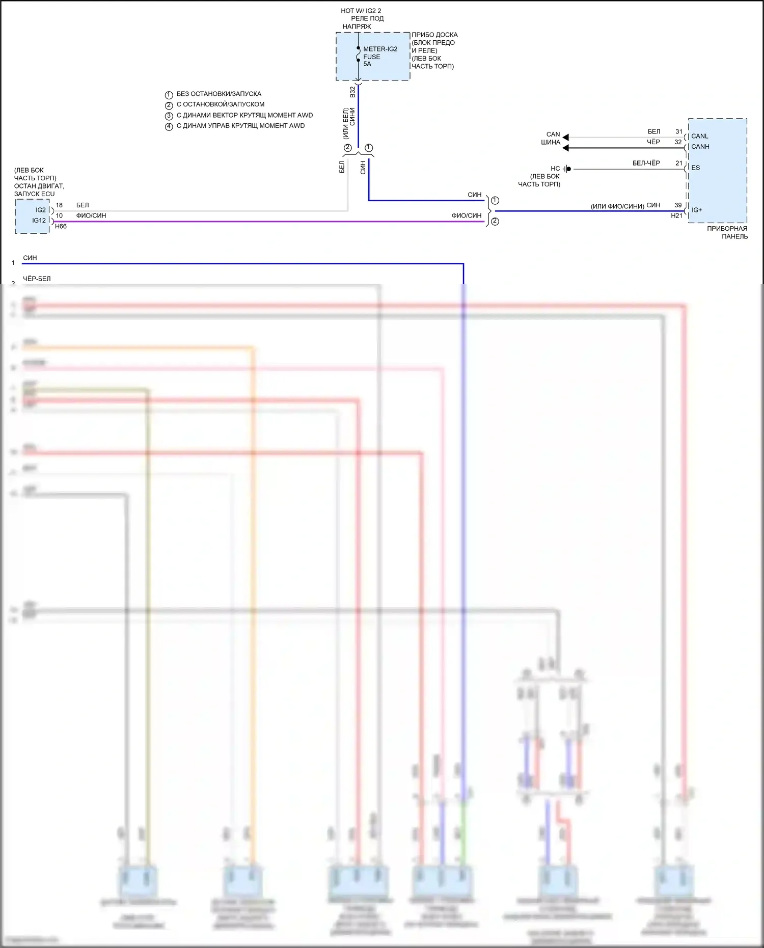 Highlander Toyota IV (2019-2024): 3.5l, 4wd электросхема (2 из 2) 