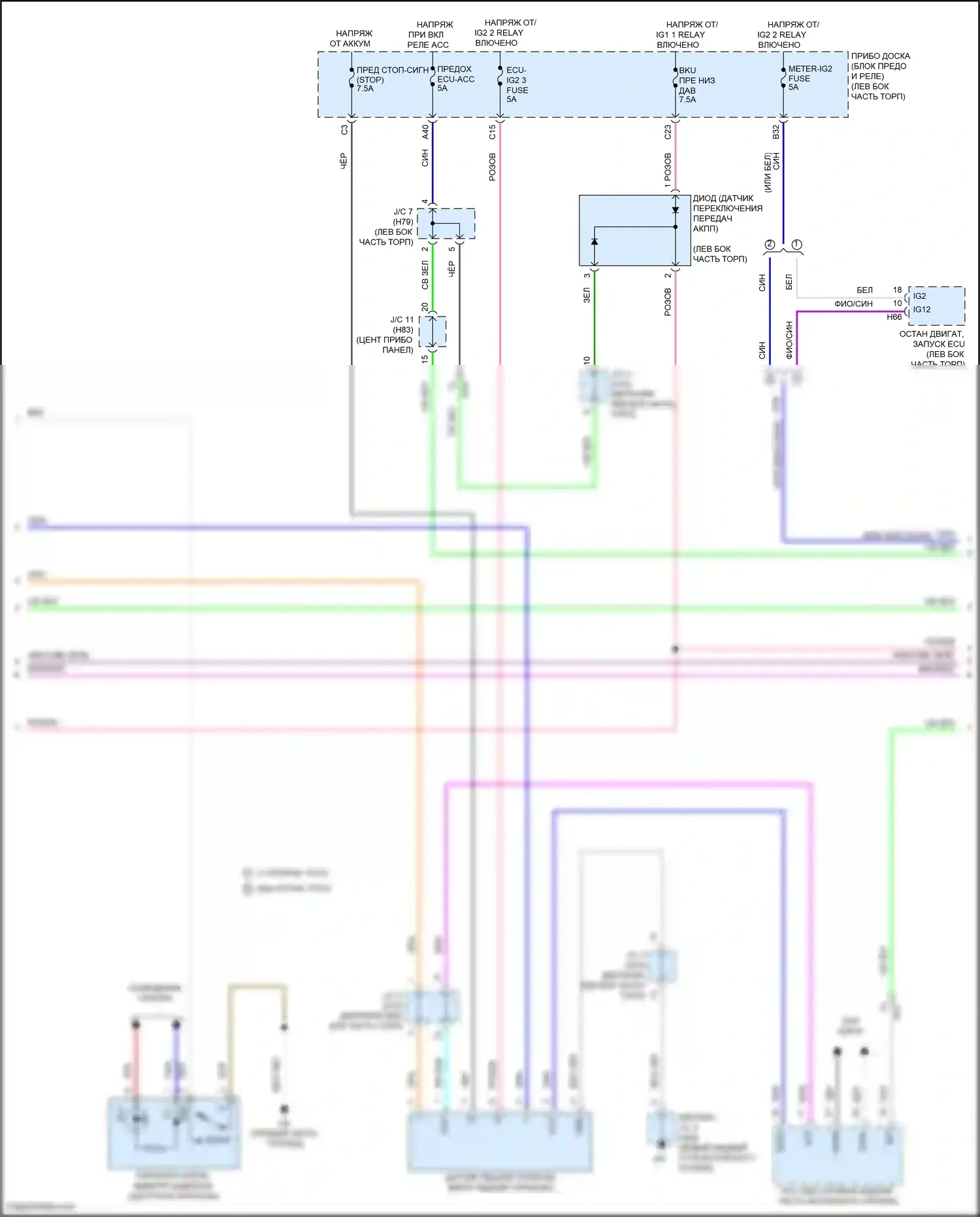 Highlander Toyota IV (2019-2024): 3.5l, электросхема соединений автоматической коробки передач (2 из 4) 