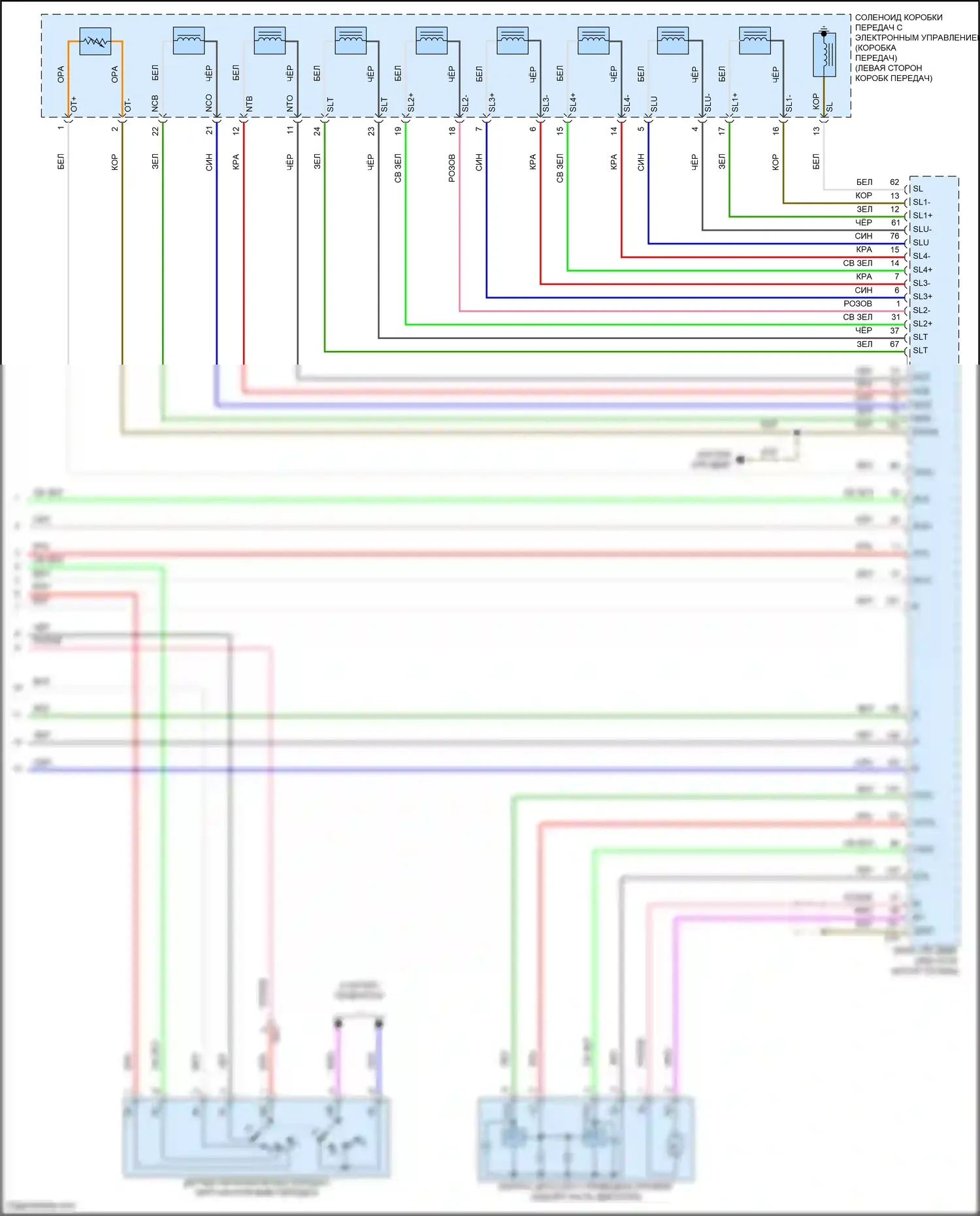 Highlander Toyota IV (2019-2024): 3.5l, электросхема соединений автоматической коробки передач (4 из 4) 