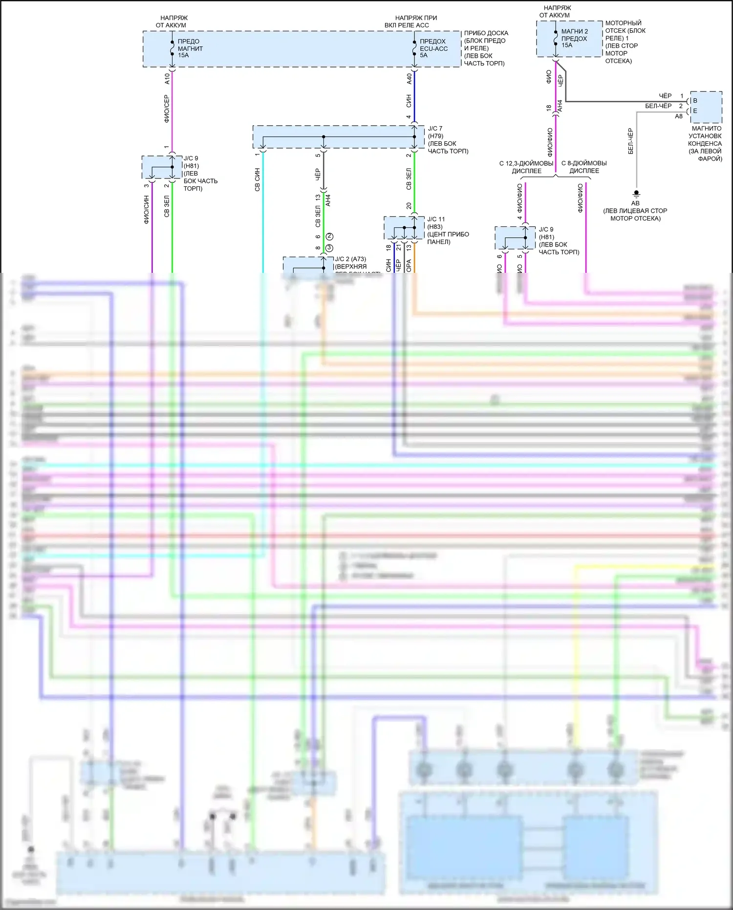 Highlander Toyota IV (2019-2024): Электросхема магнитолы, с отдельным усилителем (3 из 7) 